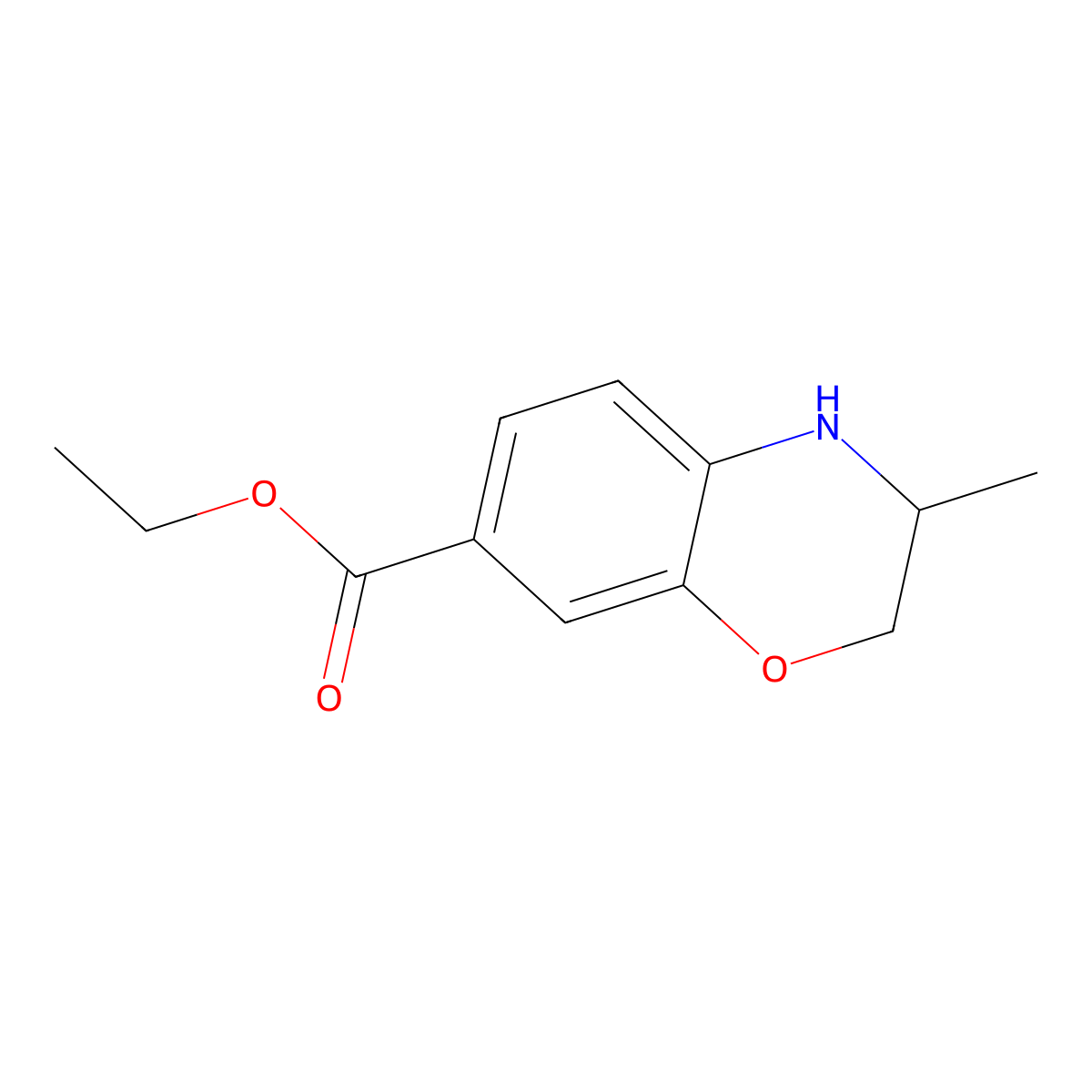 ethyl 3-methyl-3,4-dihydro-2H-1,4-benzoxazine-7-carboxylate molecular structure, CAS 2639453-88-4