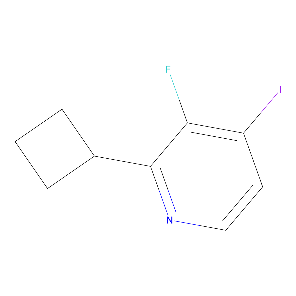 2-Cyclobutyl-3-fluoro-4-iodopyridine molecular structure, CAS 2639453-90-8