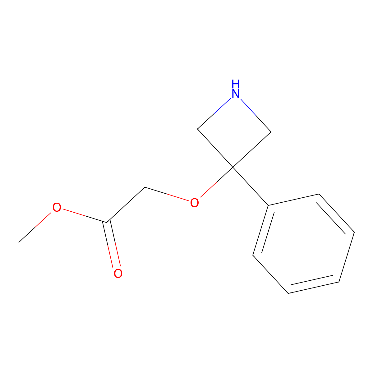 Methyl 2-[(3-phenylazetidin-3-yl)oxy]acetate molecular structure, CAS 2639453-91-9