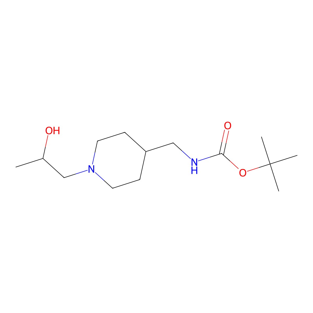tert-butyl N-{[1-(2-hydroxypropyl)piperidin-4-yl]methyl}carbamate molecular structure, CAS 2639453-99-7
