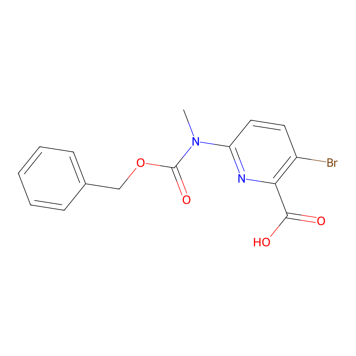 6-{[(Benzyloxy)carbonyl](methyl)amino}-3-bromopyridine-2-carboxylic acid molecular structure, CAS 2639454-08-1