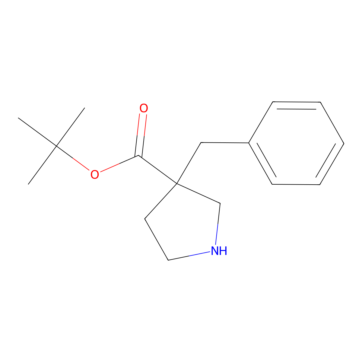 Tert-butyl 3-benzylpyrrolidine-3-carboxylate molecular structure, CAS 2639454-09-2