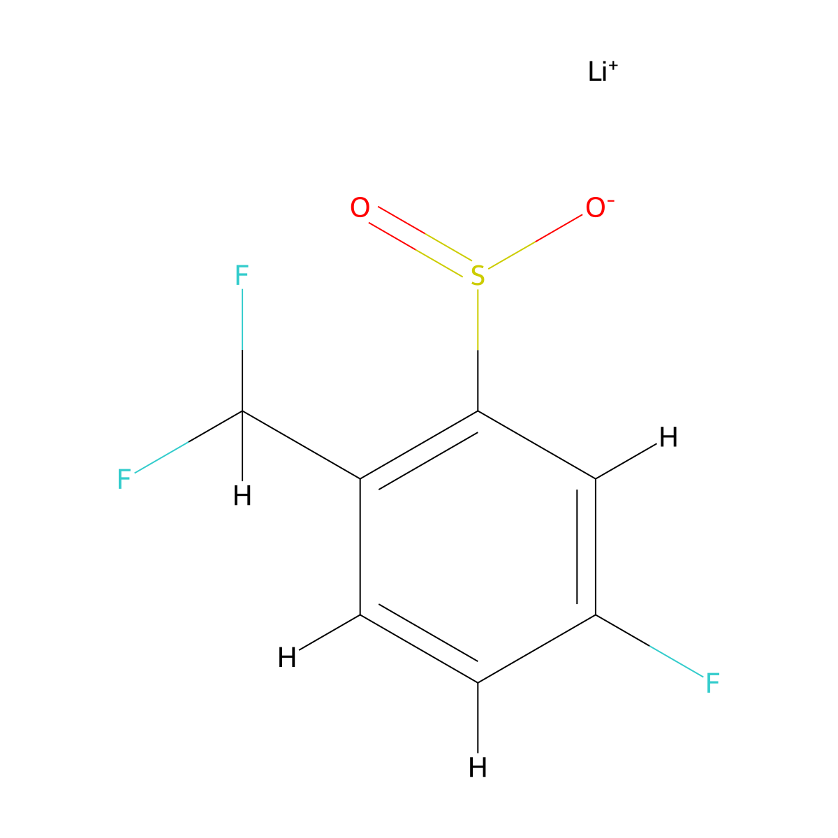 Lithium(1+) 2-(difluoromethyl)-5-fluorobenzene-1-sulfinate molecular structure, CAS 2639454-12-7