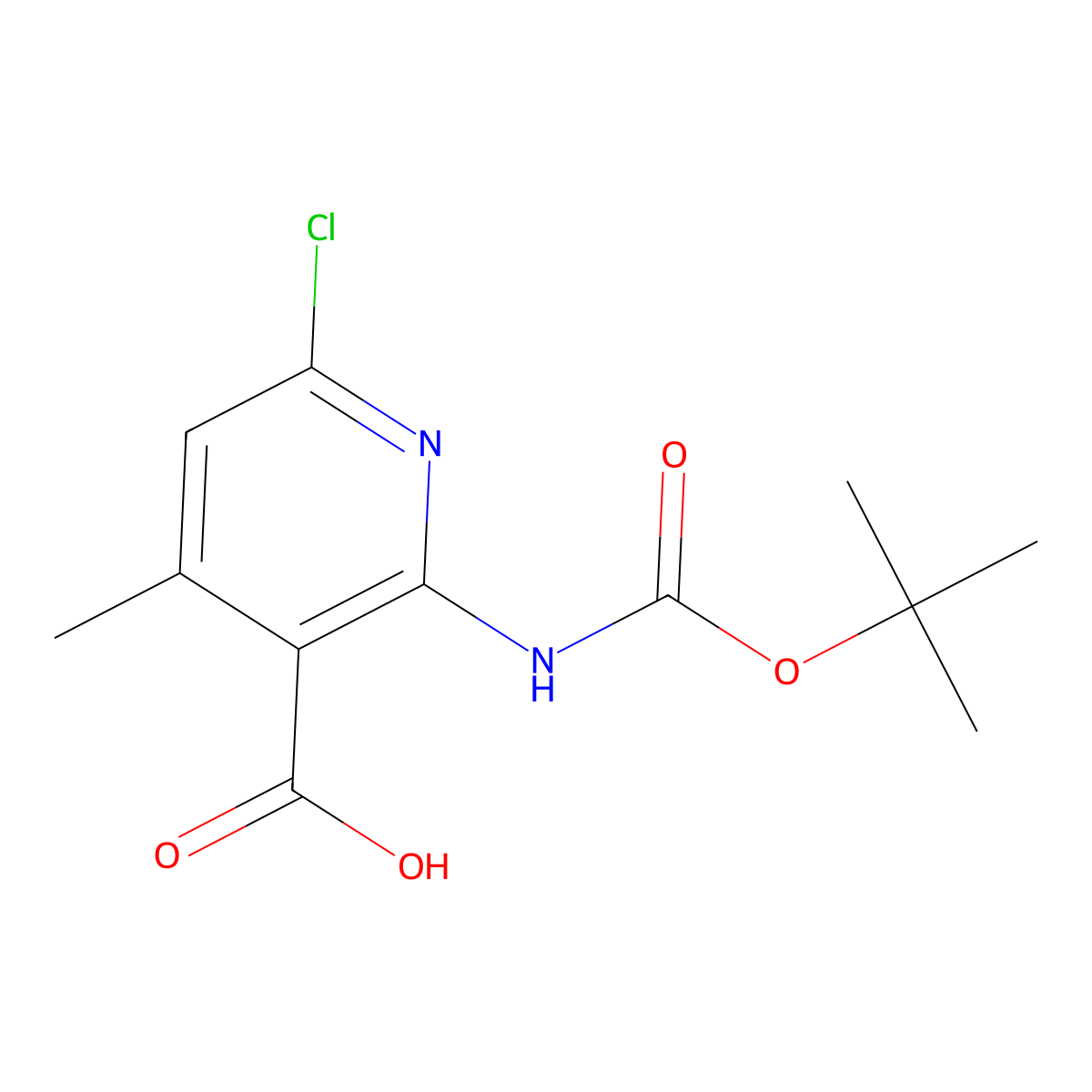 2-{[(Tert-butoxy)carbonyl]amino}-6-chloro-4-methylpyridine-3-carboxylic acid molecular structure, CAS 2639454-21-8