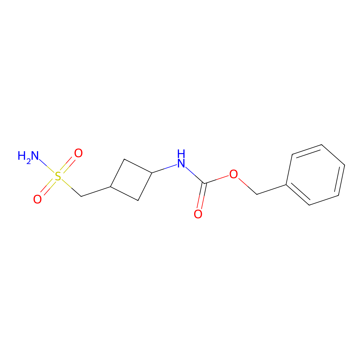 benzyl N-[3-(sulfamoylmethyl)cyclobutyl]carbamate molecular structure, CAS 2639454-22-9
