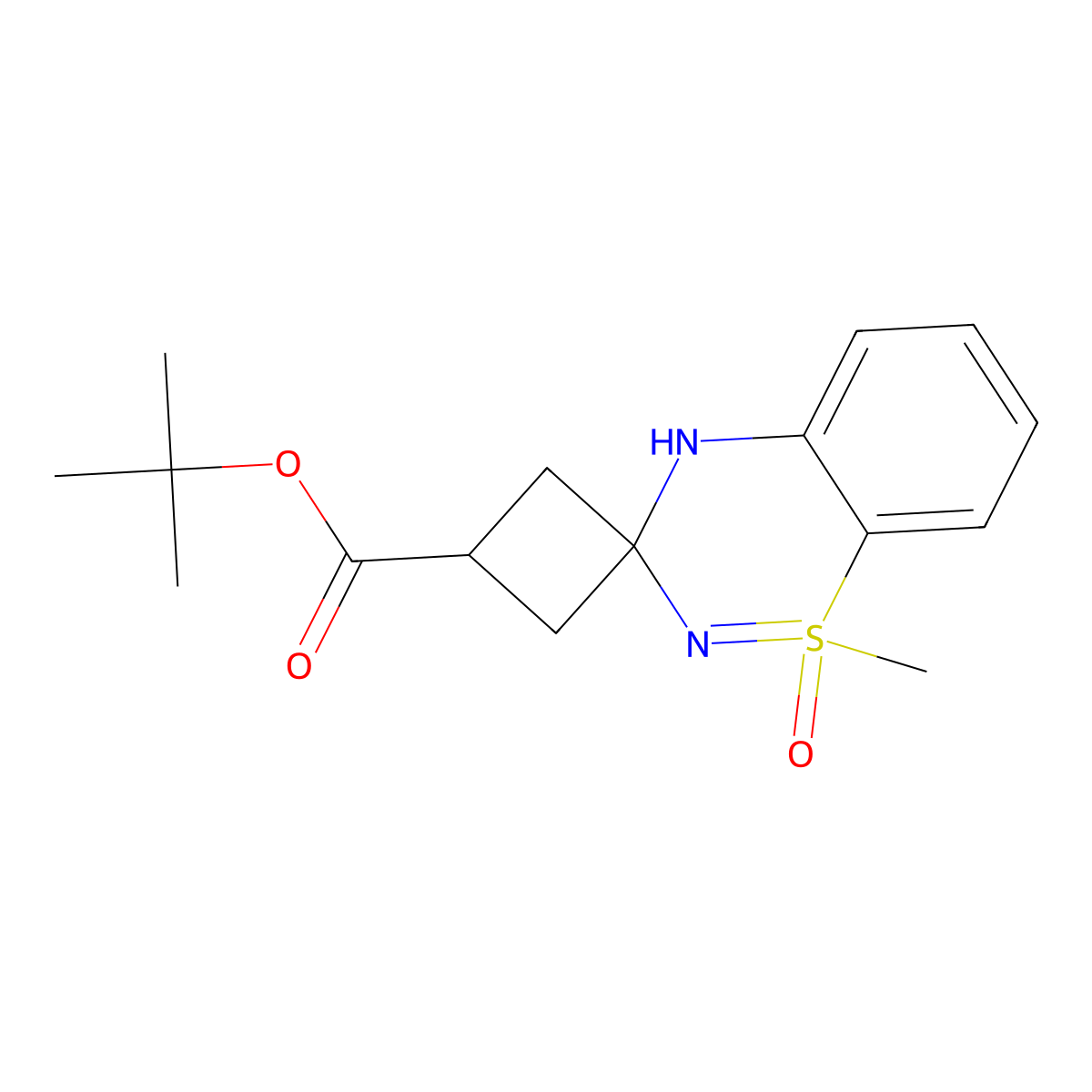 tert-butyl 1-methyl-1-oxo-4H-spiro[1lambda6,2,4-benzothiadiazine-3,1'-cyclobutane]-3'-carboxylate molecular structure, CAS 2639454-24-1
