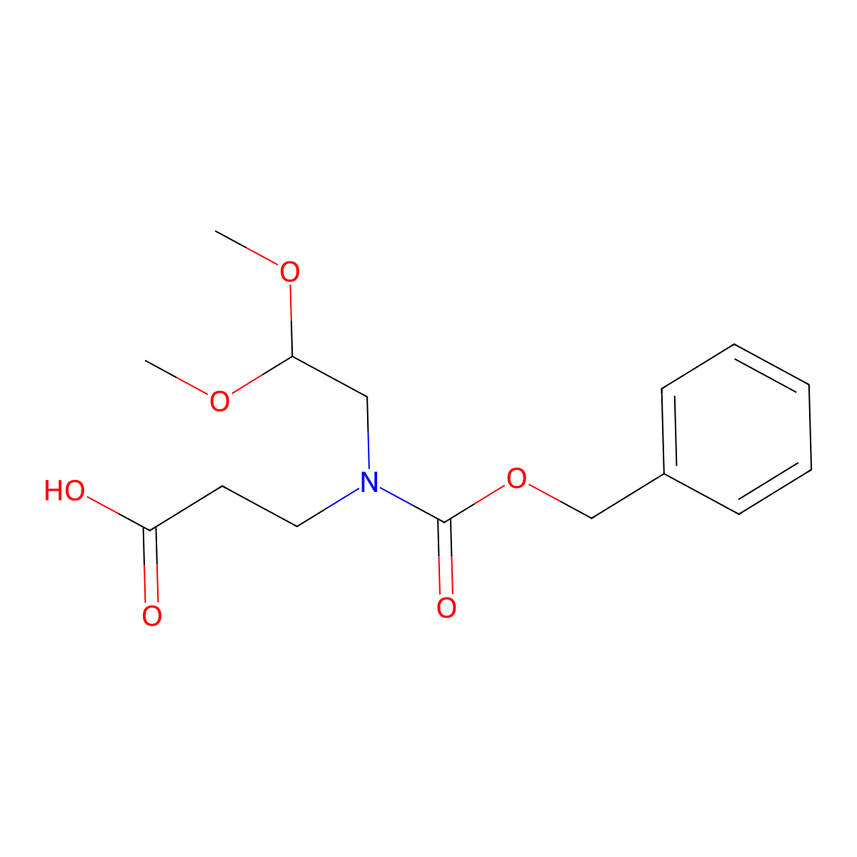 3-{[(Benzyloxy)carbonyl](2,2-dimethoxyethyl)amino}propanoic acid molecular structure, CAS 2639454-28-5
