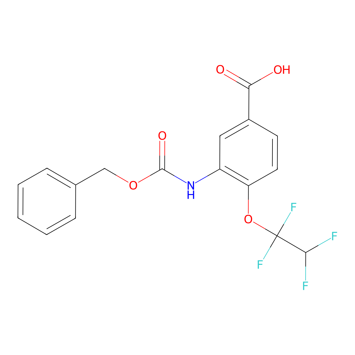 3-{[(Benzyloxy)carbonyl]amino}-4-(1,1,2,2-tetrafluoroethoxy)benzoic acid molecular structure, CAS 2639454-31-0