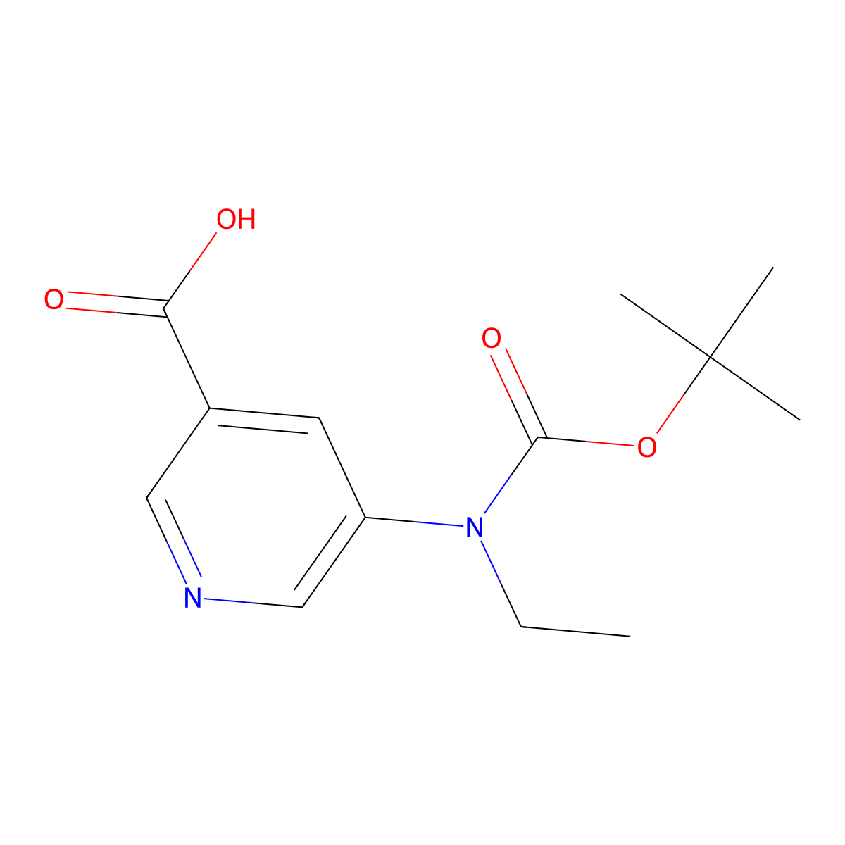 5-{[(Tert-butoxy)carbonyl](ethyl)amino}pyridine-3-carboxylic acid molecular structure, CAS 2639454-33-2