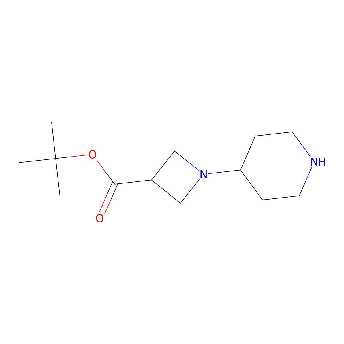 tert-Butyl 1-(piperidin-4-yl)azetidine-3-carboxylate molecular structure, CAS 2639454-39-8