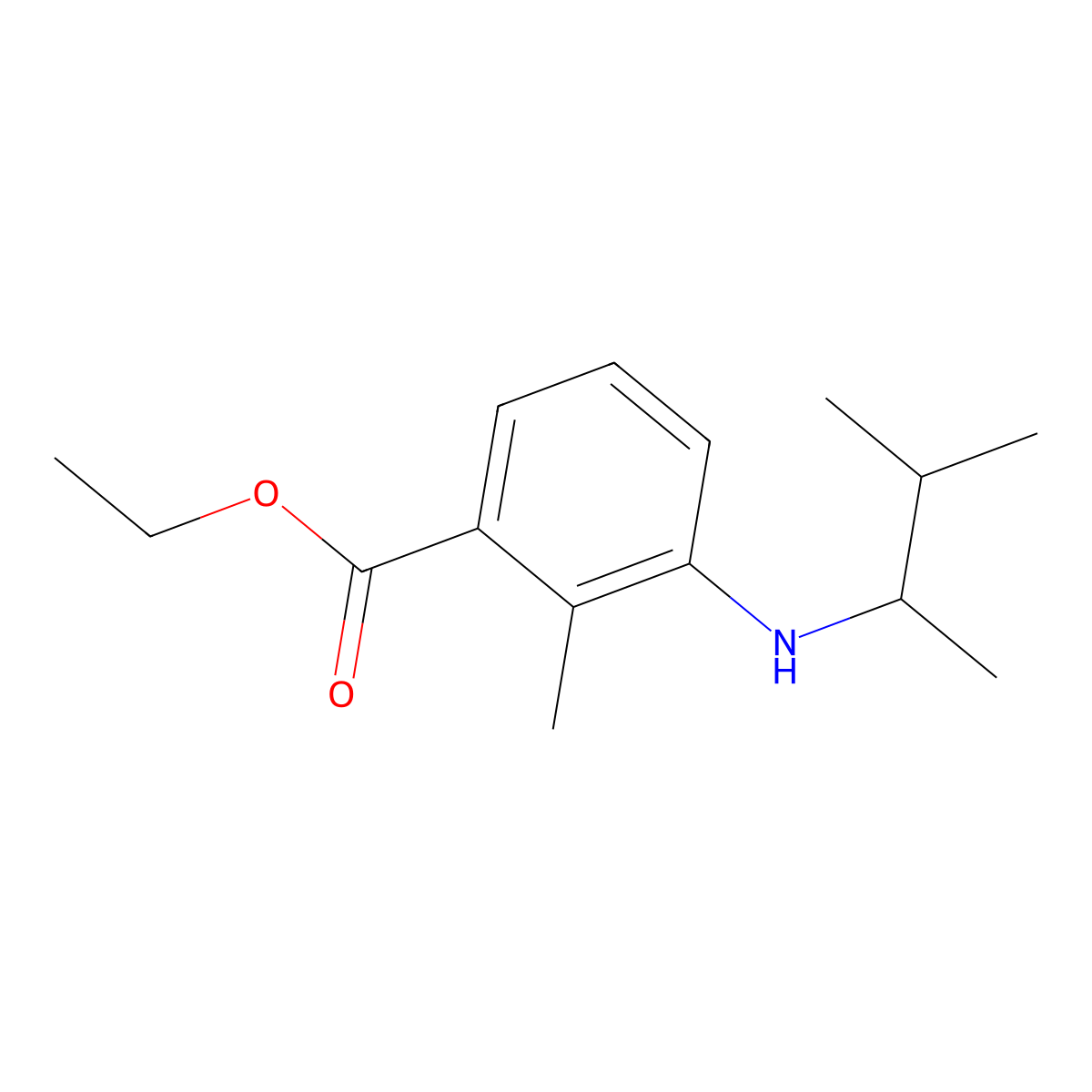 Ethyl 2-methyl-3-[(3-methylbutan-2-yl)amino]benzoate molecular structure, CAS 2639454-44-5