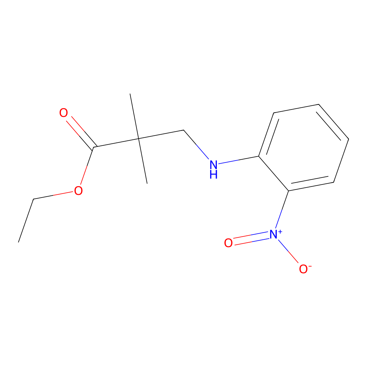 Ethyl 2,2-dimethyl-3-[(2-nitrophenyl)amino]propanoate molecular structure, CAS 2639454-56-9