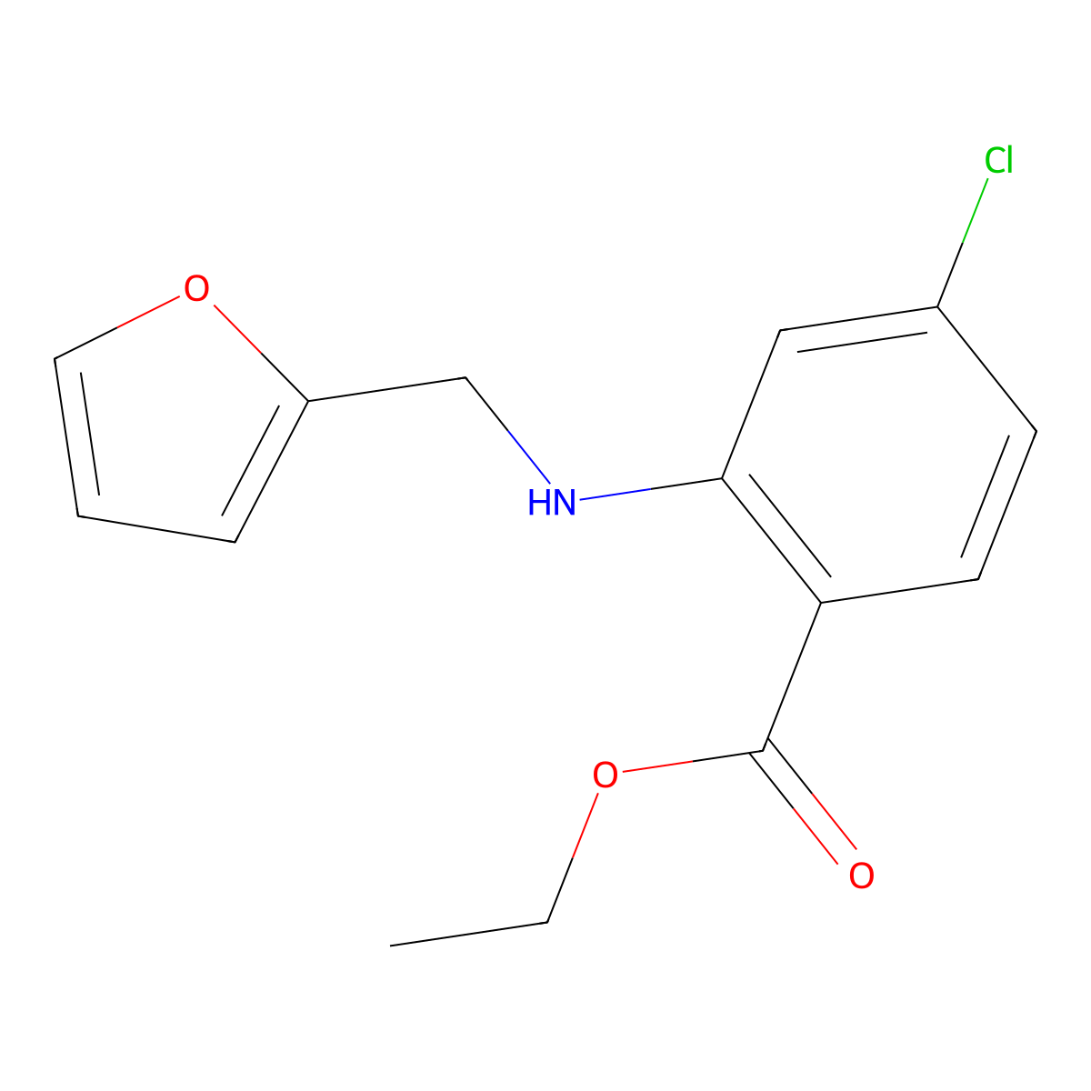 Ethyl 4-chloro-2-{[(furan-2-yl)methyl]amino}benzoate molecular structure, CAS 2639454-61-6