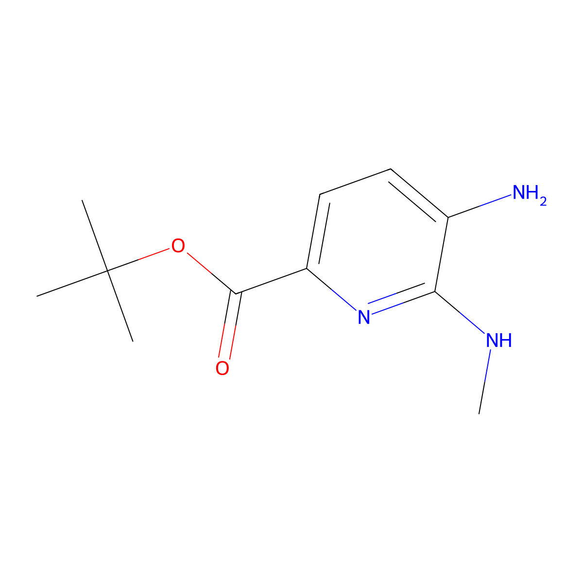 Tert-butyl 5-amino-6-(methylamino)pyridine-2-carboxylate molecular structure, CAS 2639454-63-8