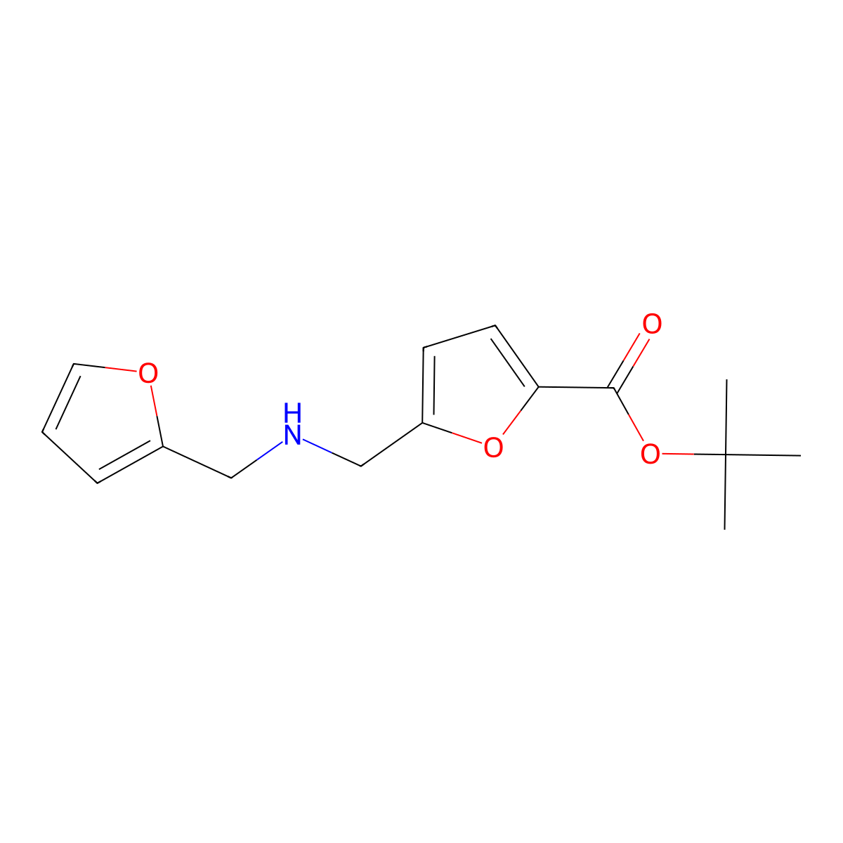 Tert-butyl 5-({[(furan-2-yl)methyl]amino}methyl)furan-2-carboxylate molecular structure, CAS 2639454-69-4