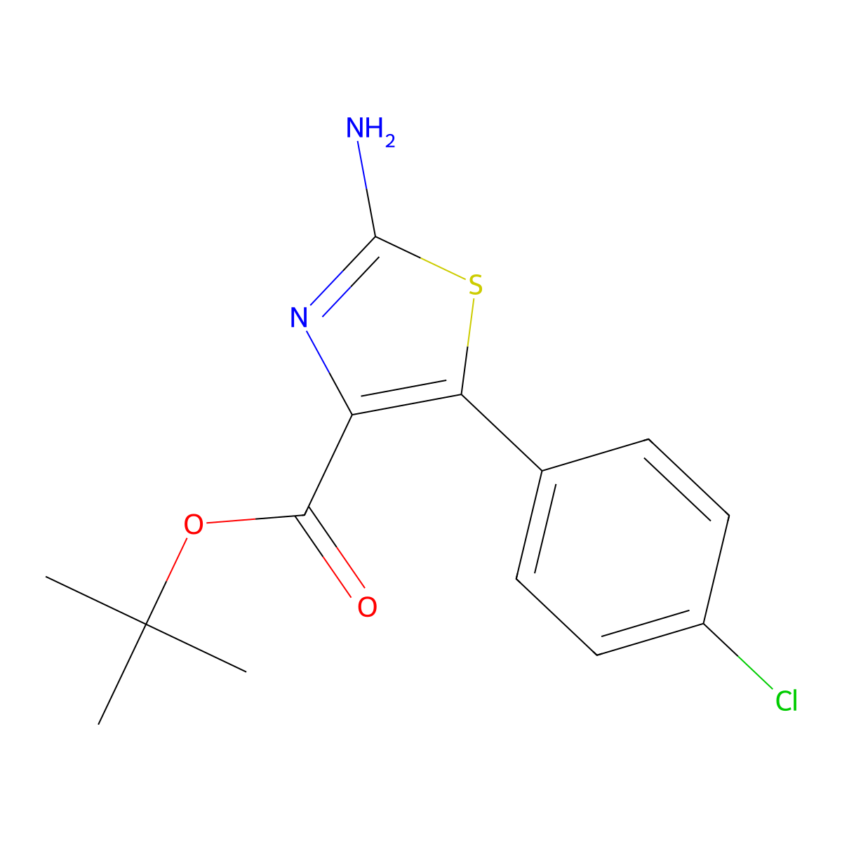 Tert-butyl 2-amino-5-(4-chlorophenyl)-1,3-thiazole-4-carboxylate molecular structure, CAS 2639454-71-8