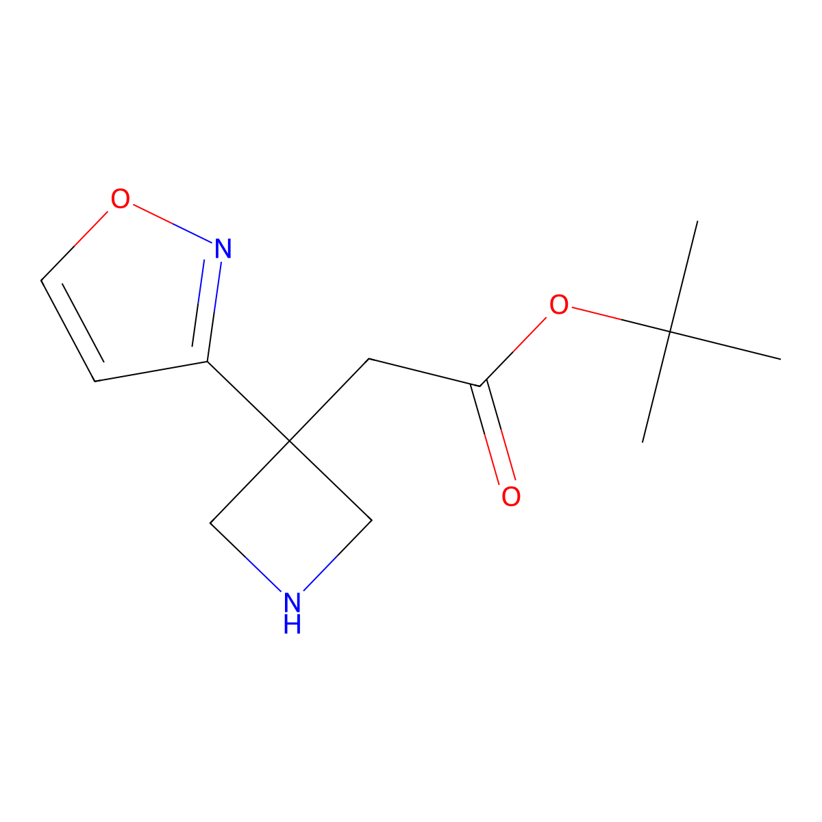 Tert-butyl 2-[3-(1,2-oxazol-3-yl)azetidin-3-yl]acetate molecular structure, CAS 2639454-74-1