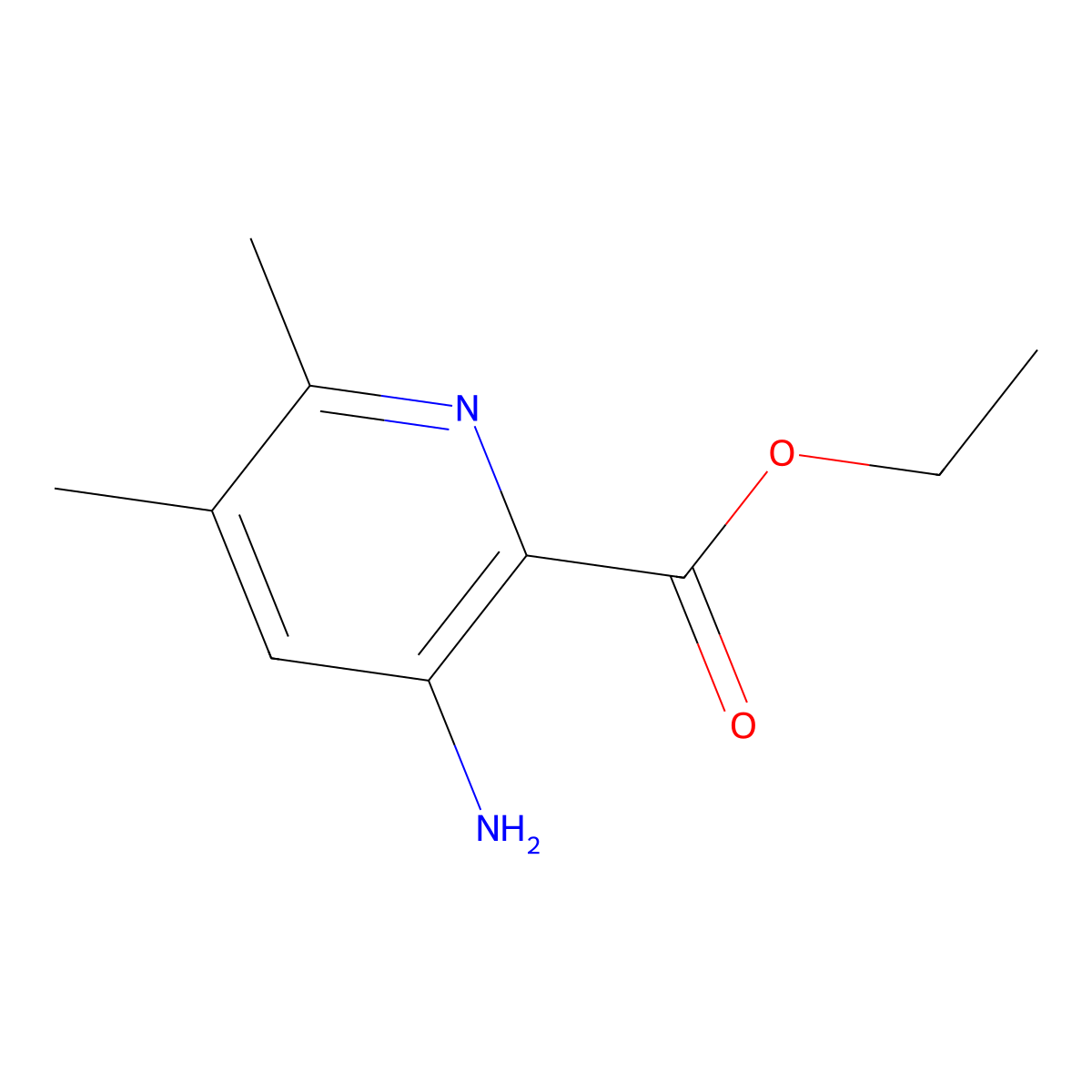Ethyl 3-amino-5,6-dimethylpyridine-2-carboxylate molecular structure, CAS 2639454-80-9