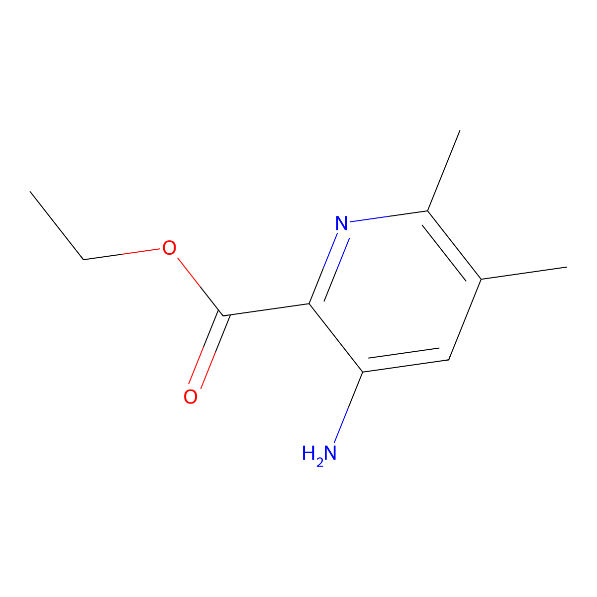 Ethyl 3-amino-5,6-dimethylpyridine-2-carboxylate molecular structure, CAS 2639454-80-9