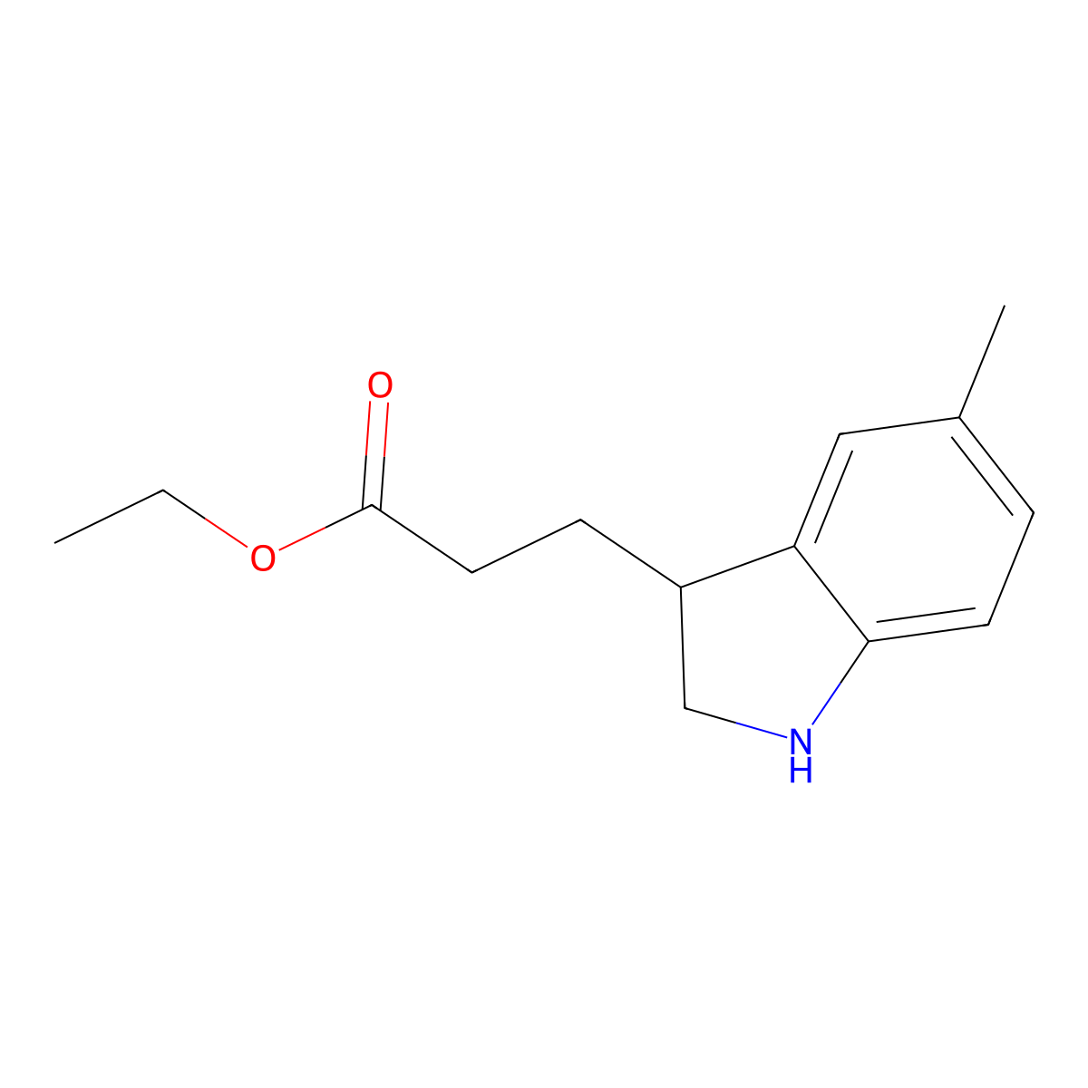 ethyl 3-(5-methyl-2,3-dihydro-1H-indol-3-yl)propanoate molecular structure, CAS 2639454-81-0