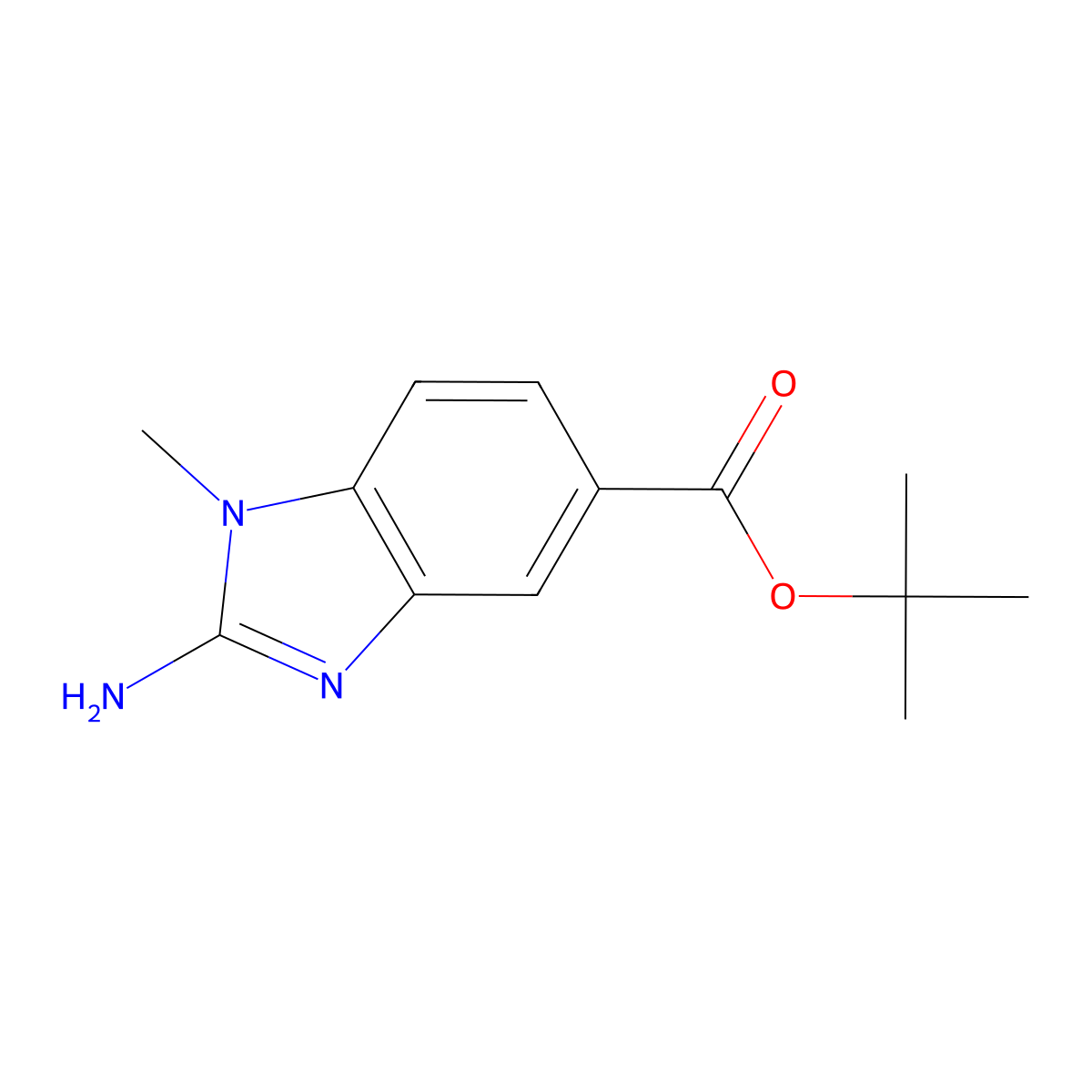 tert-butyl 2-amino-1-methyl-1H-1,3-benzodiazole-5-carboxylate molecular structure, CAS 2639454-82-1