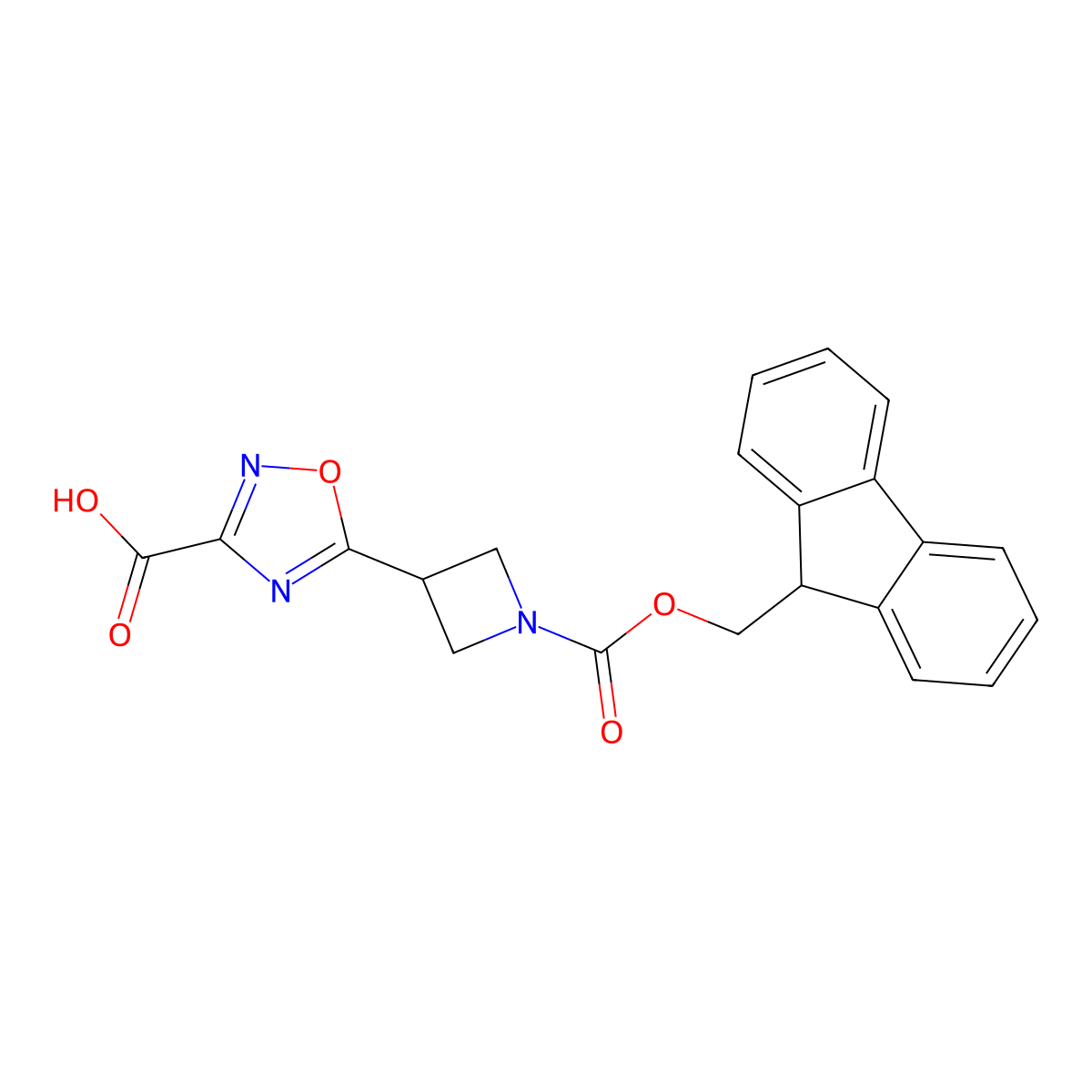 5-(1-{[(9H-fluoren-9-yl)methoxy]carbonyl}azetidin-3-yl)-1,2,4-oxadiazole-3-carboxylic acid molecular structure, CAS 2639454-87-6