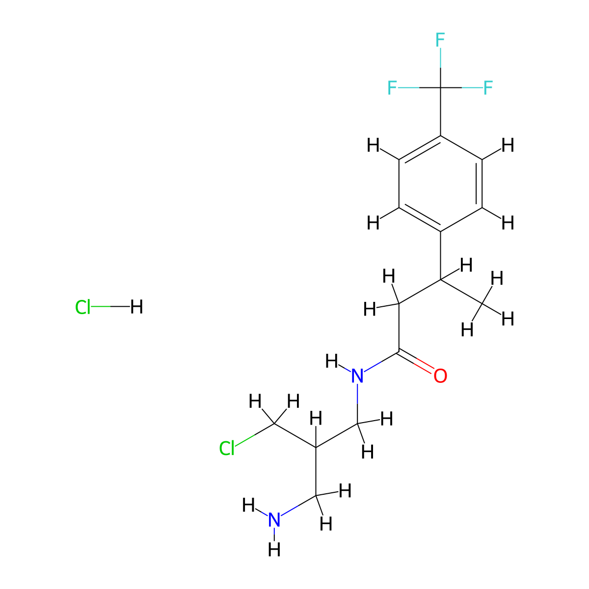 N-[3-amino-2-(chloromethyl)propyl]-3-[4-(trifluoromethyl)phenyl]butanamide hydrochloride molecular structure, CAS 2639454-98-9