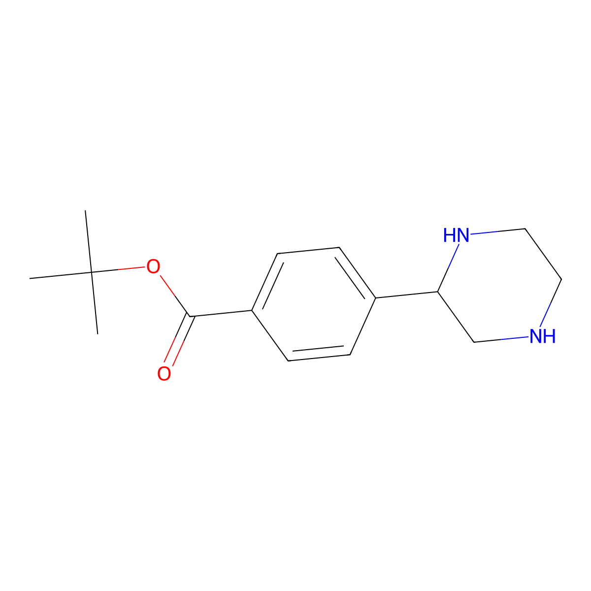 Tert-butyl 4-(piperazin-2-yl)benzoate molecular structure, CAS 2639455-03-9