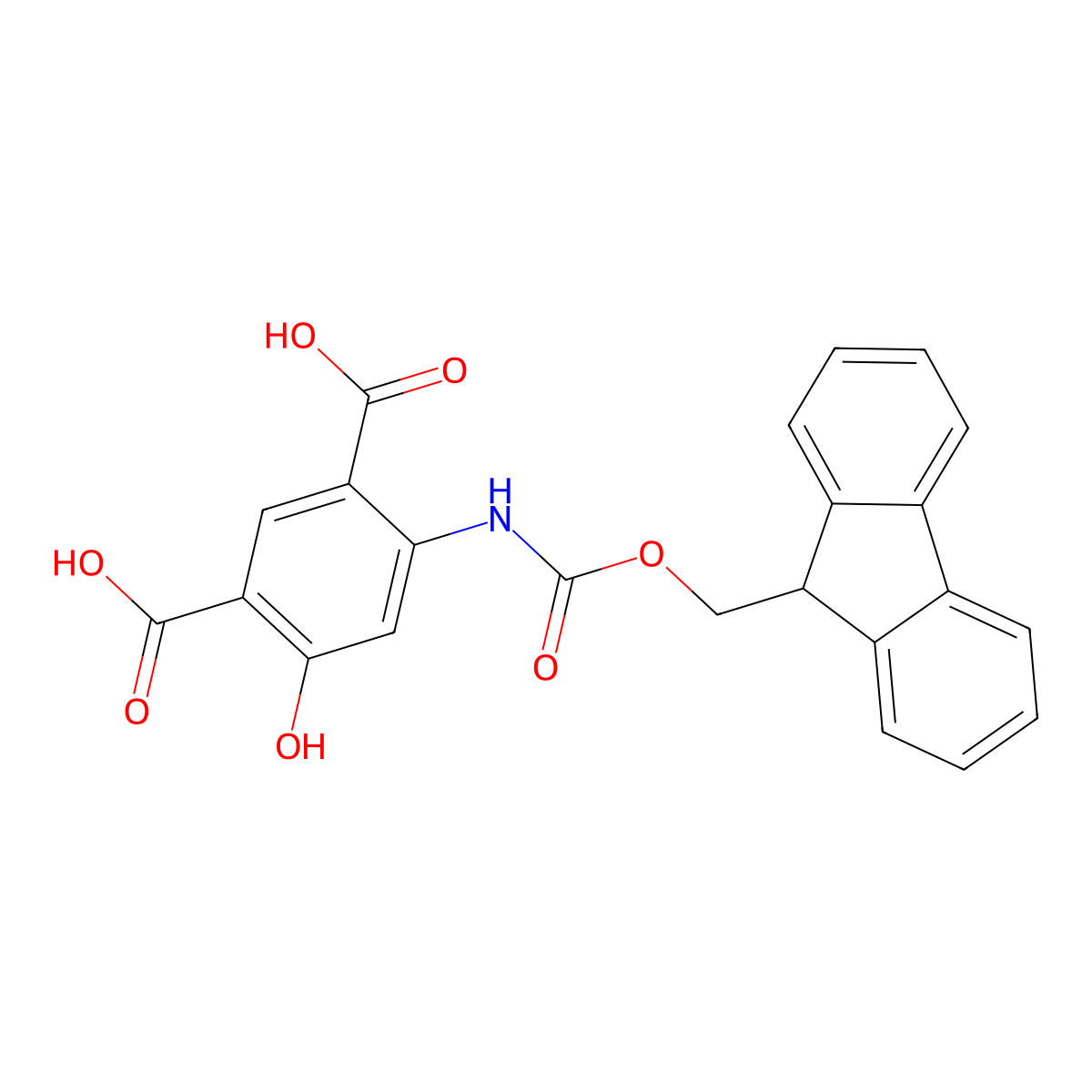 4-({[(9H-fluoren-9-yl)methoxy]carbonyl}amino)-6-hydroxybenzene-1,3-dicarboxylic acid molecular structure, CAS 2639455-06-2