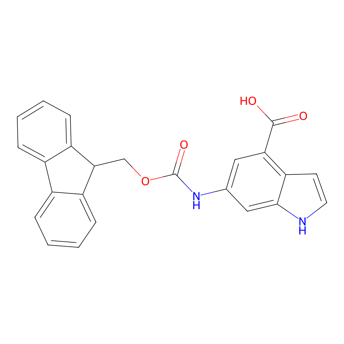 6-({[(9H-fluoren-9-yl)methoxy]carbonyl}amino)-1H-indole-4-carboxylic acid molecular structure, CAS 2639455-12-0