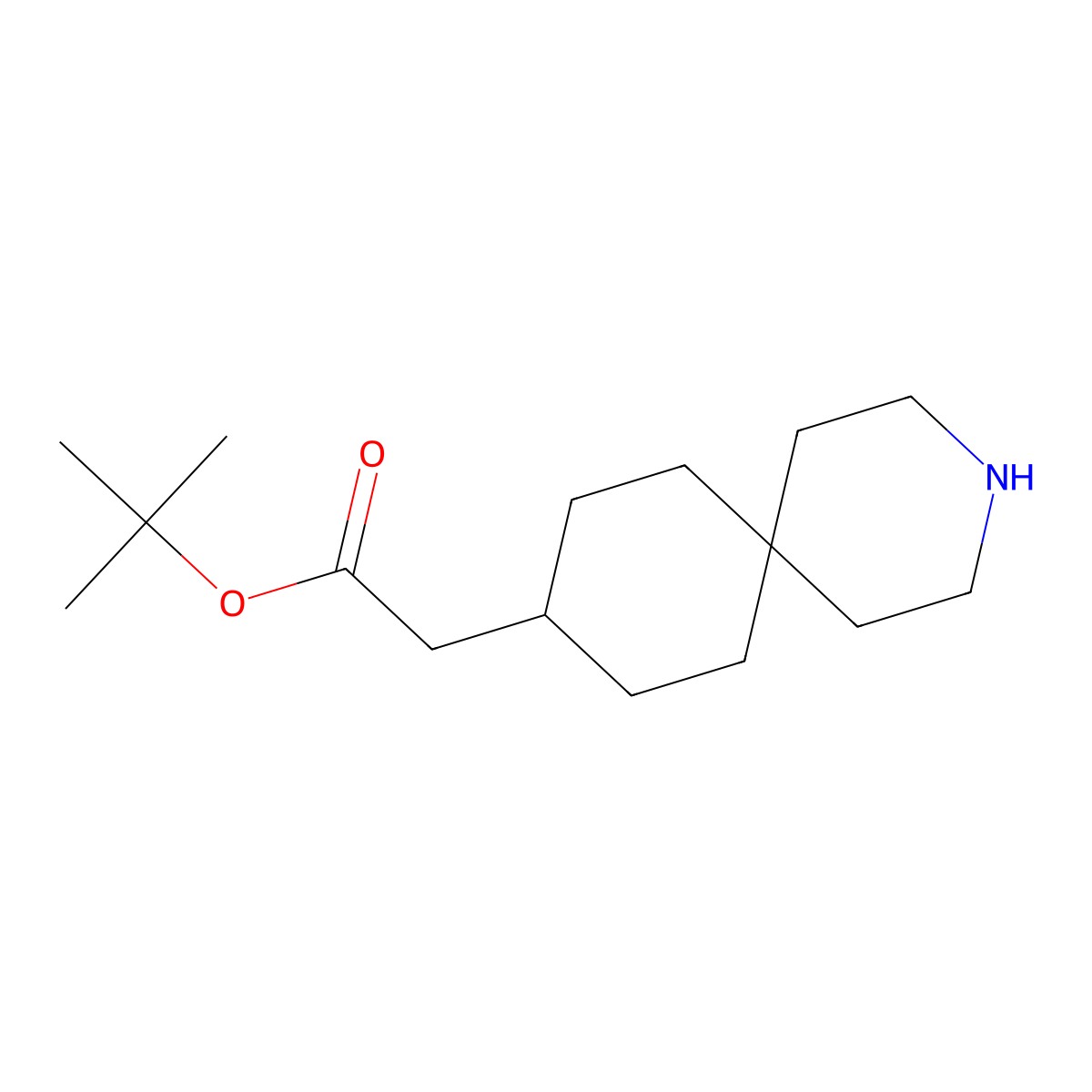 Tert-butyl 2-{3-azaspiro[5.5]undecan-9-yl}acetate molecular structure, CAS 2639455-13-1