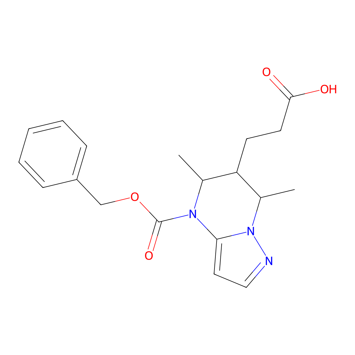 3-{4-[(benzyloxy)carbonyl]-5,7-dimethyl-4H,5H,6H,7H-pyrazolo[1,5-a]pyrimidin-6-yl}propanoic acid molecular structure, CAS 2639455-14-2