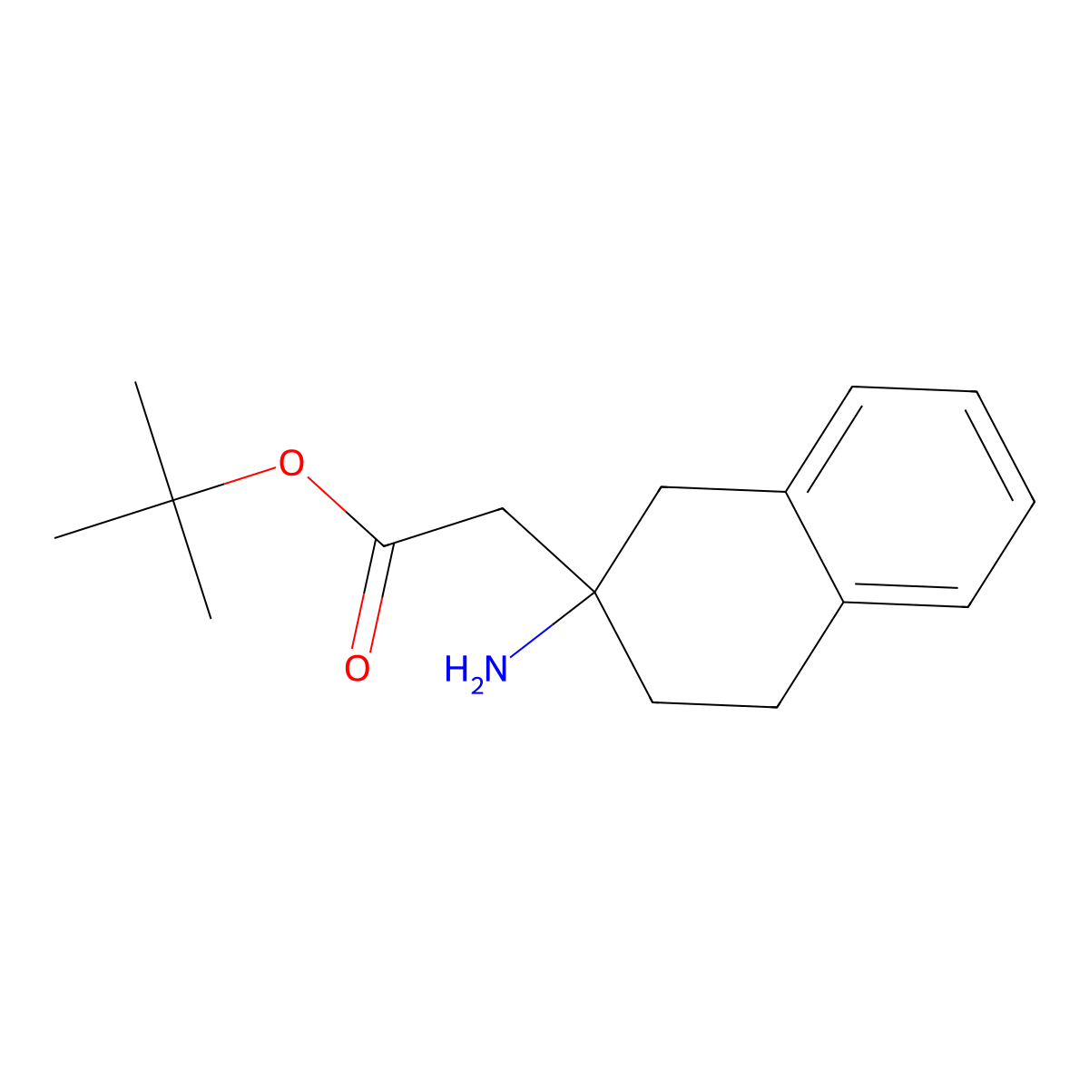 Tert-butyl 2-(2-amino-1,2,3,4-tetrahydronaphthalen-2-yl)acetate molecular structure, CAS 2639455-18-6