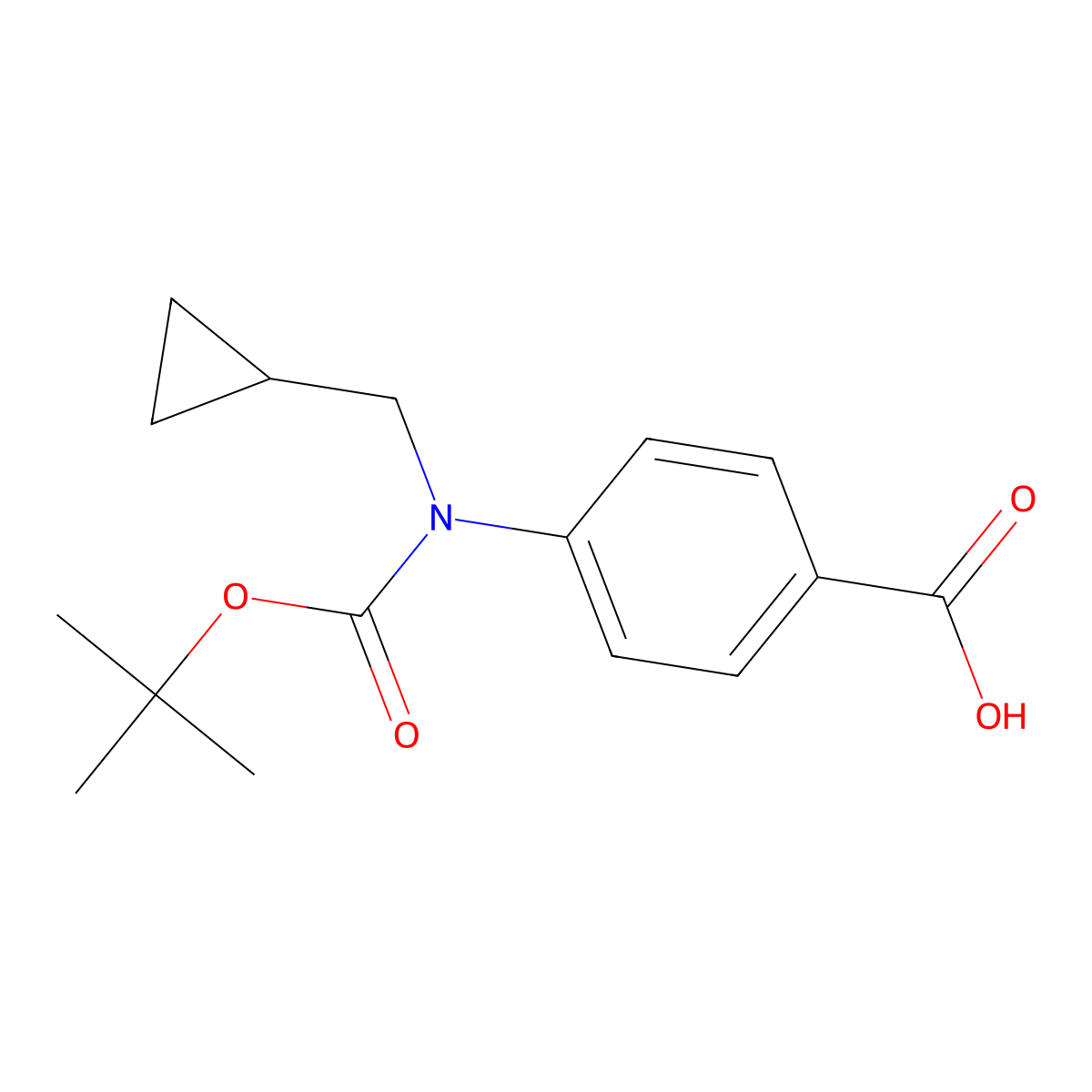 4-{[(Tert-butoxy)carbonyl](cyclopropylmethyl)amino}benzoic acid molecular structure, CAS 2639455-23-3