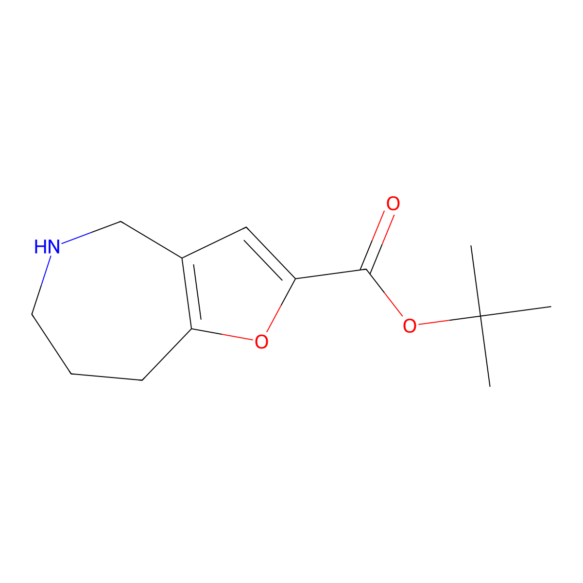 tert-butyl 4H,5H,6H,7H,8H-furo[3,2-c]azepine-2-carboxylate molecular structure, CAS 2639455-26-6