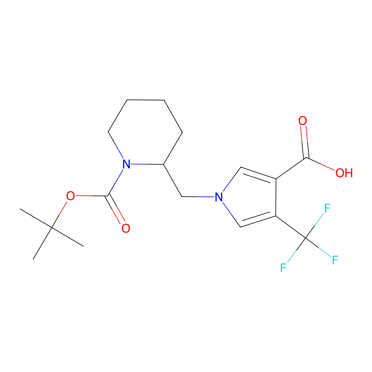 1-({1-[(tert-butoxy)carbonyl]piperidin-2-yl}methyl)-4-(trifluoromethyl)-1H-pyrrole-3-carboxylic acid molecular structure, CAS 2639455-27-7