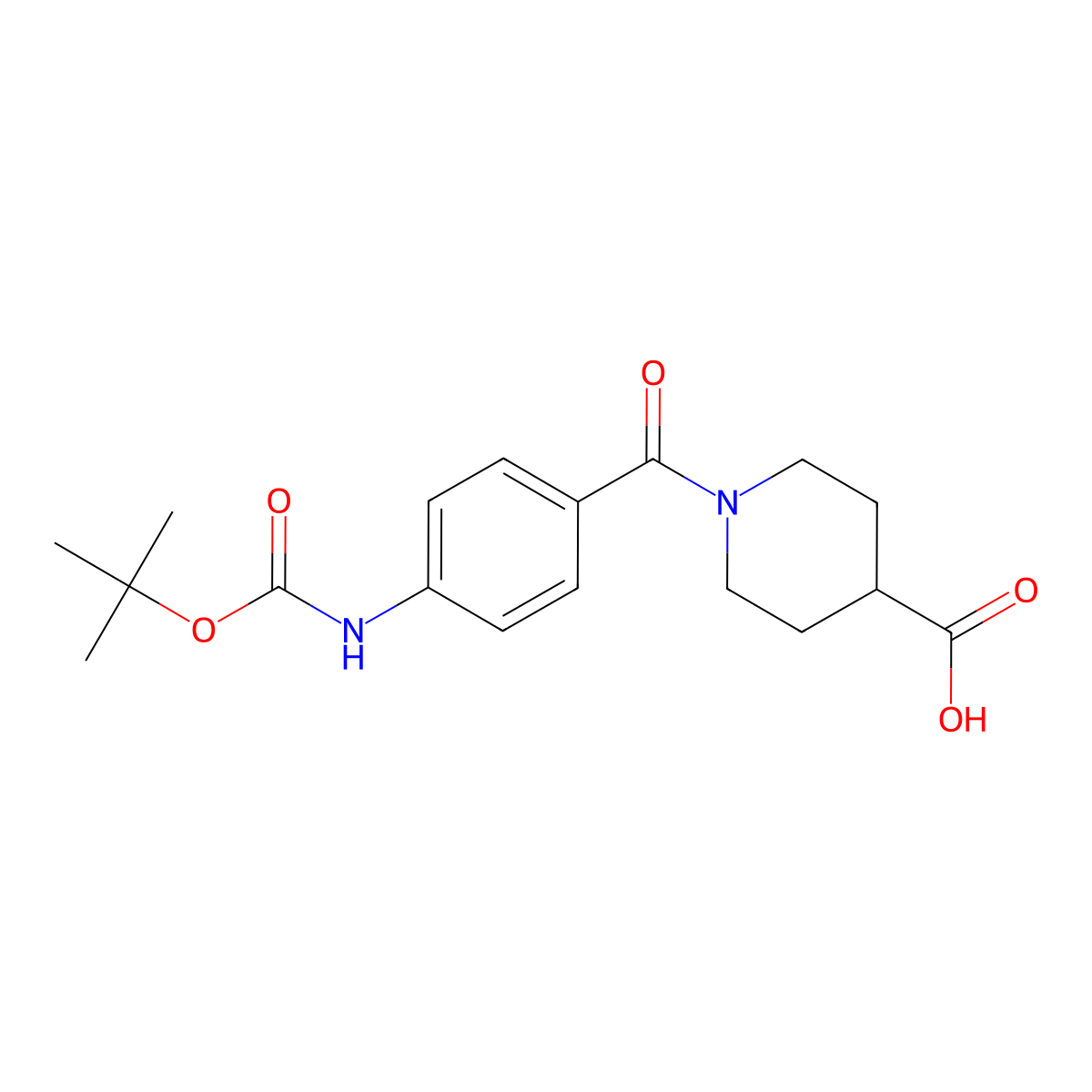 1-(4-{[(Tert-butoxy)carbonyl]amino}benzoyl)piperidine-4-carboxylic acid molecular structure, CAS 2639455-29-9