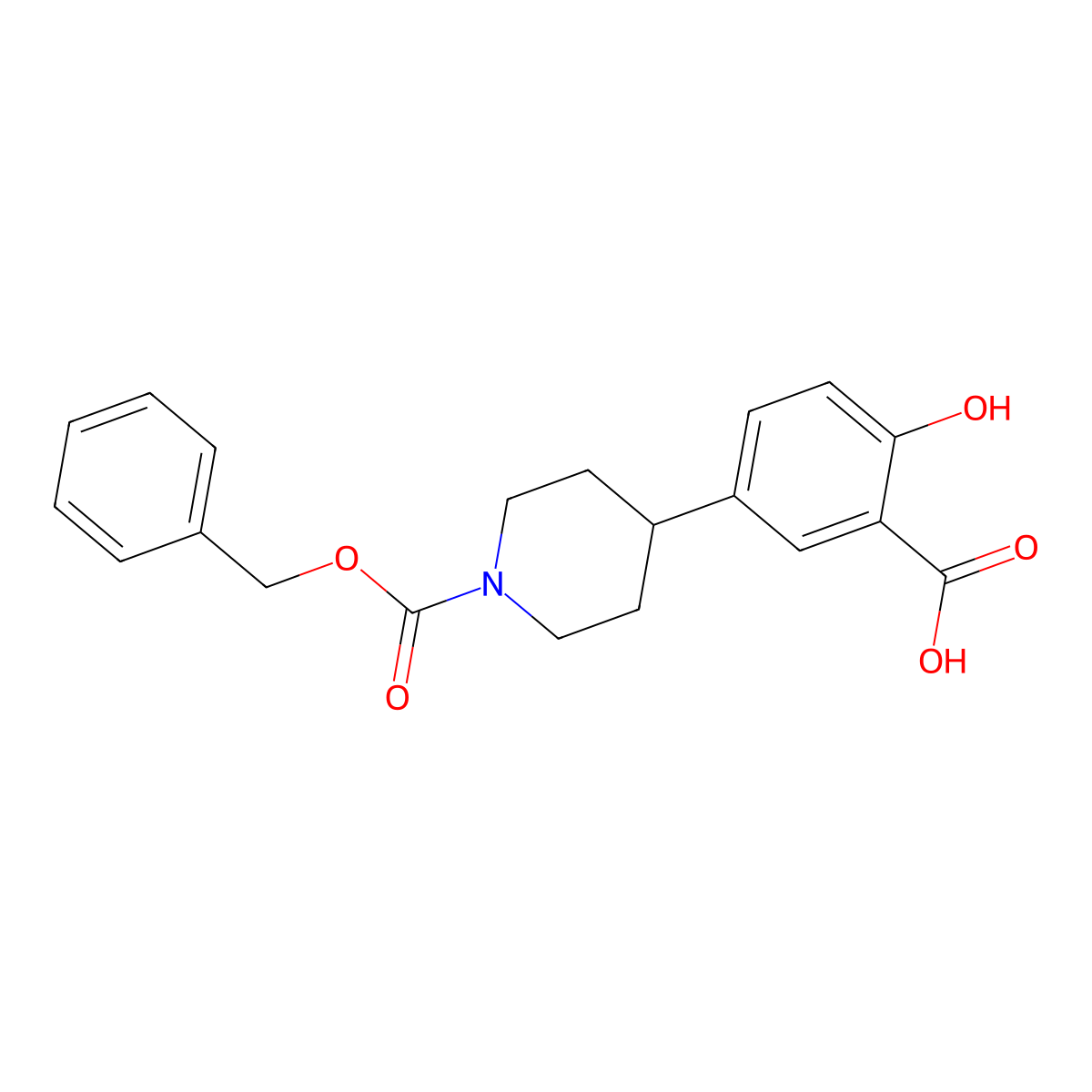5-{1-[(Benzyloxy)carbonyl]piperidin-4-yl}-2-hydroxybenzoic acid molecular structure, CAS 2639455-36-8
