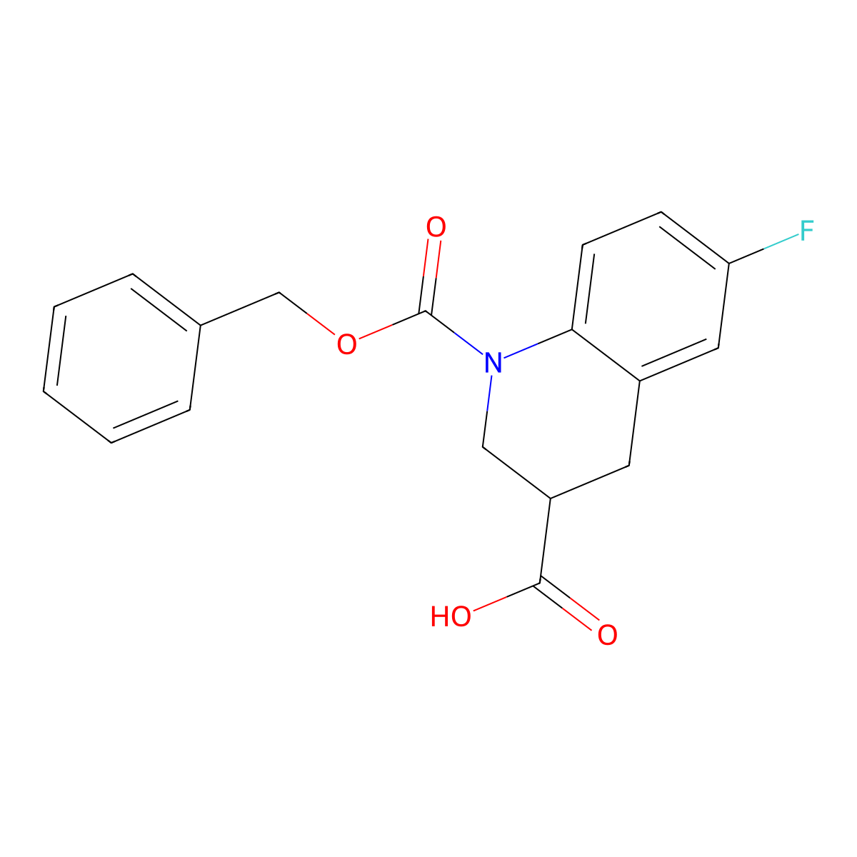 1-[(Benzyloxy)carbonyl]-6-fluoro-1,2,3,4-tetrahydroquinoline-3-carboxylic acid molecular structure, CAS 2639455-40-4