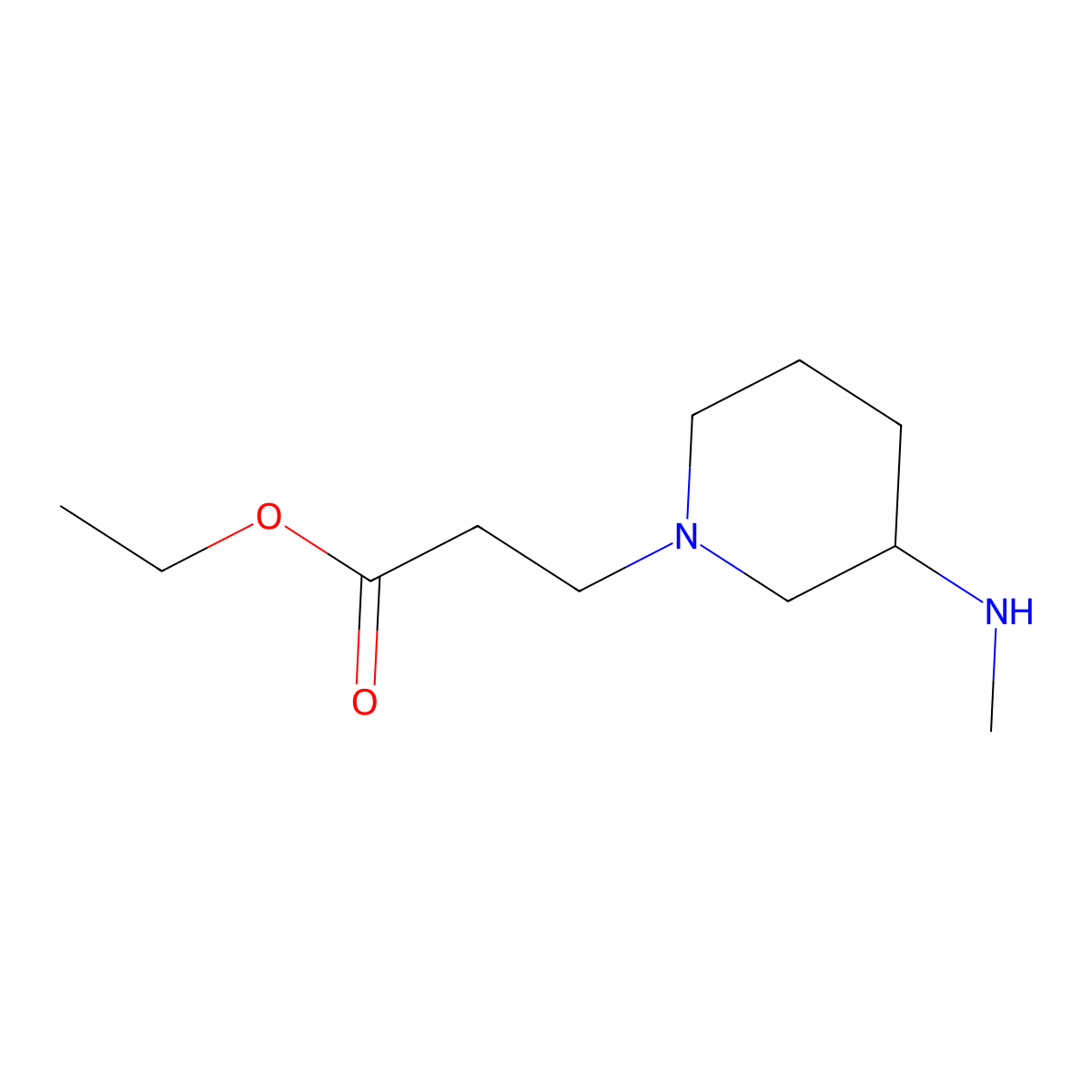 Ethyl 3-[3-(methylamino)piperidin-1-yl]propanoate molecular structure, CAS 2639455-41-5