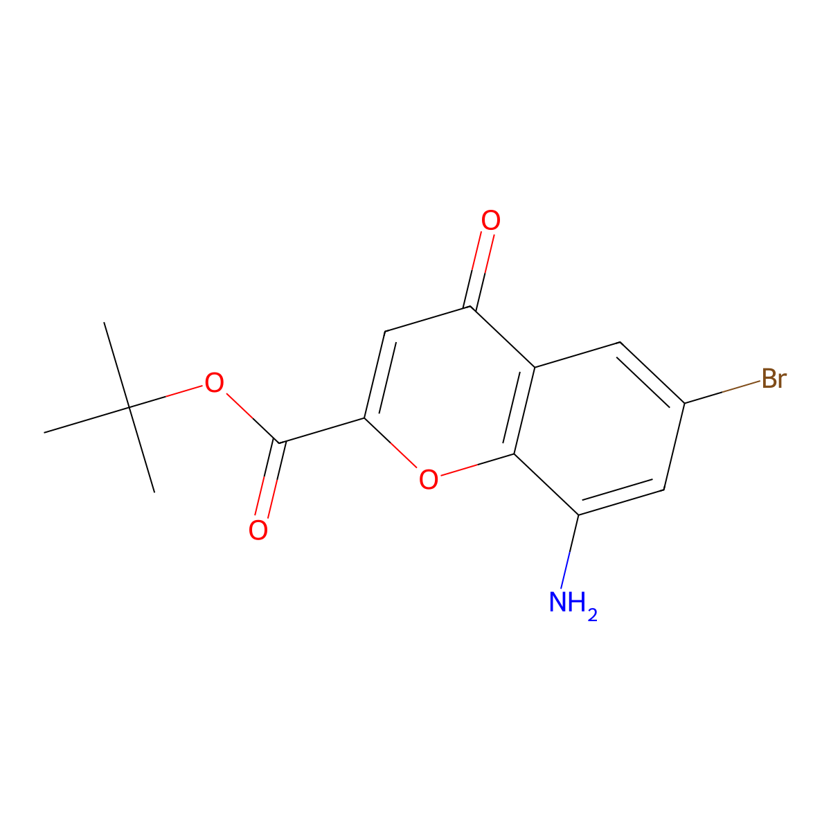 tert-butyl 8-amino-6-bromo-4-oxo-4H-chromene-2-carboxylate molecular structure, CAS 2639455-53-9