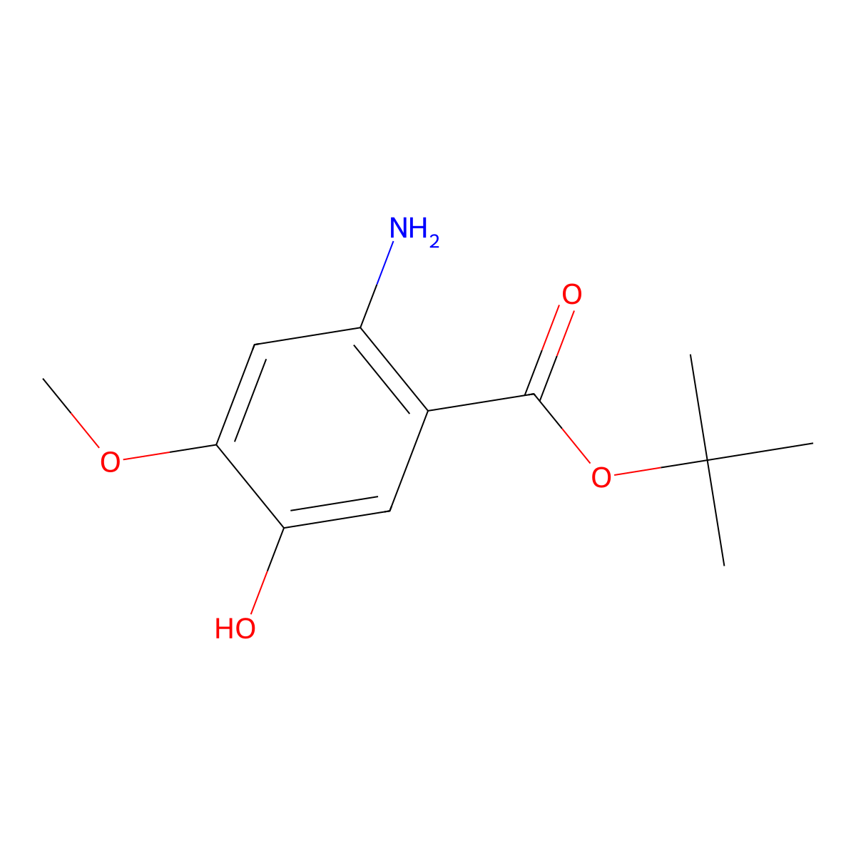 Tert-butyl 2-amino-5-hydroxy-4-methoxybenzoate molecular structure, CAS 2639455-54-0