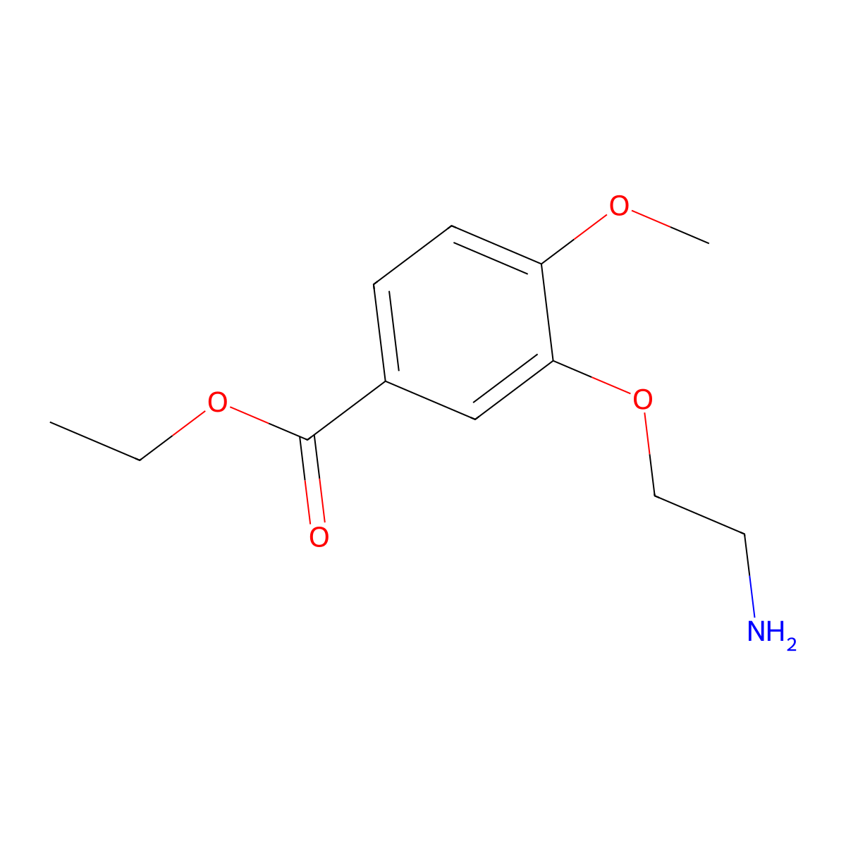 Ethyl 3-(2-aminoethoxy)-4-methoxybenzoate molecular structure, CAS 2639455-58-4