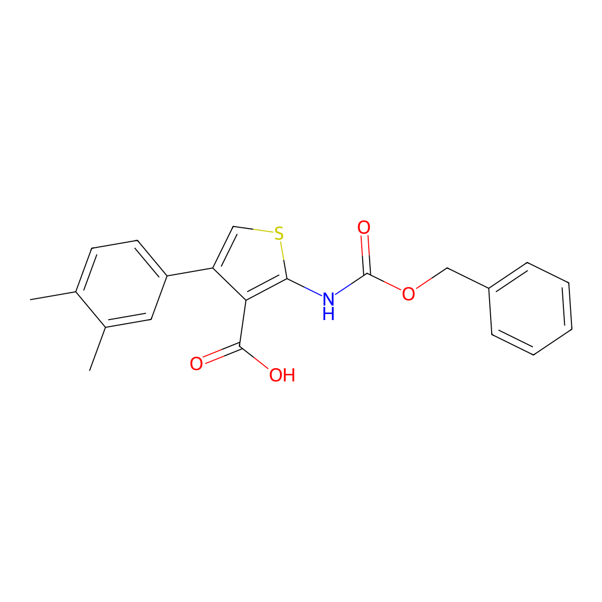 2-{[(Benzyloxy)carbonyl]amino}-4-(3,4-dimethylphenyl)thiophene-3-carboxylic acid molecular structure, CAS 2639455-61-9