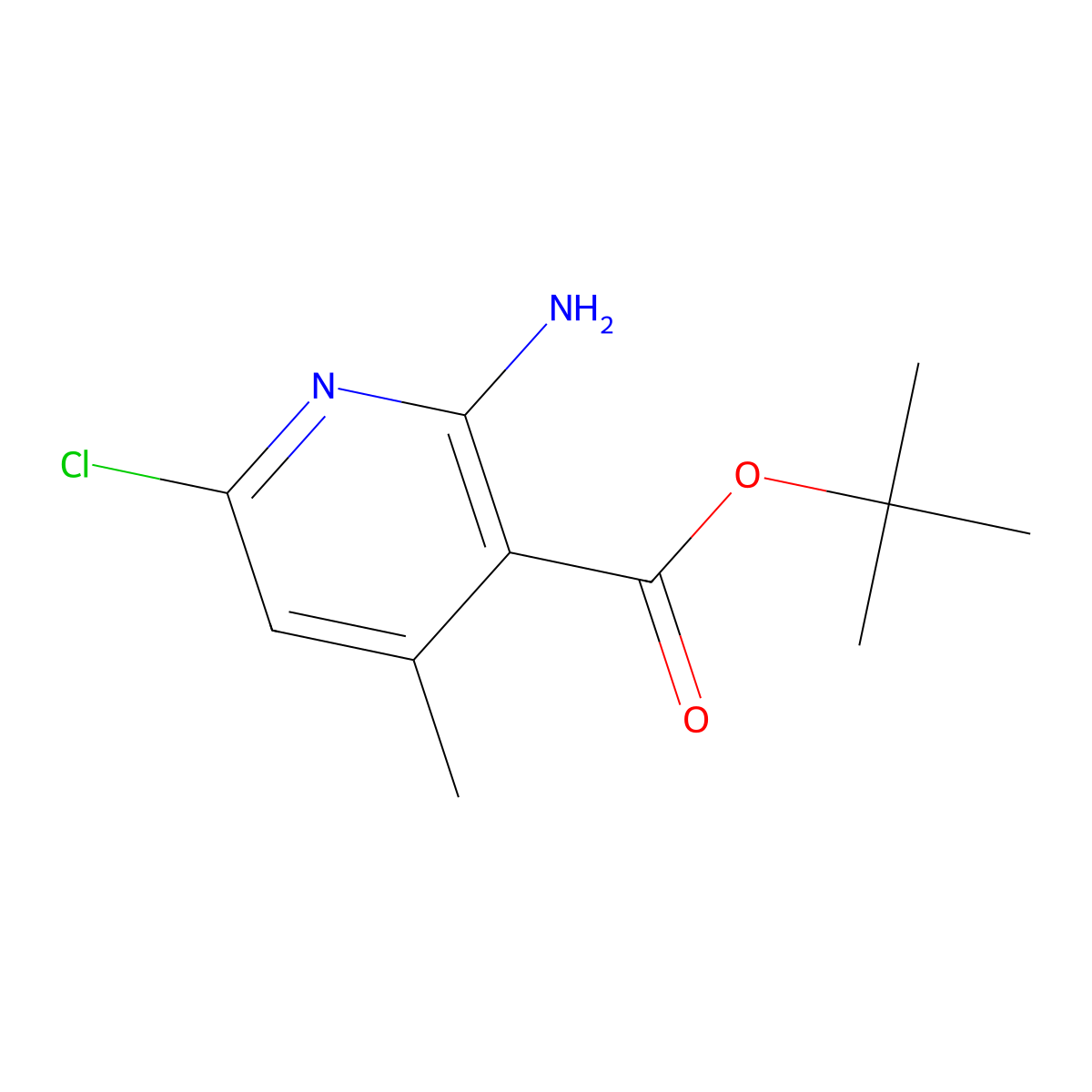 Tert-butyl 2-amino-6-chloro-4-methylpyridine-3-carboxylate molecular structure, CAS 2639455-62-0