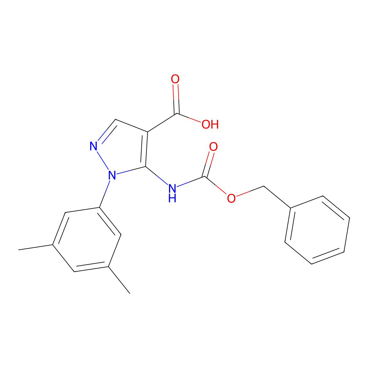 5-{[(benzyloxy)carbonyl]amino}-1-(3,5-dimethylphenyl)-1H-pyrazole-4-carboxylic acid molecular structure, CAS 2639455-72-2