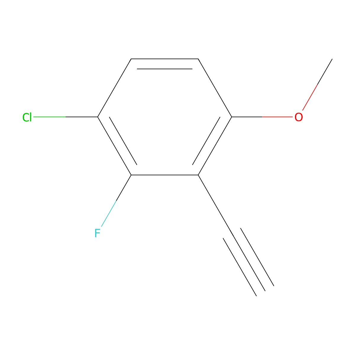 1-Chloro-3-ethynyl-2-fluoro-4-methoxybenzene molecular structure, CAS 2639455-76-6