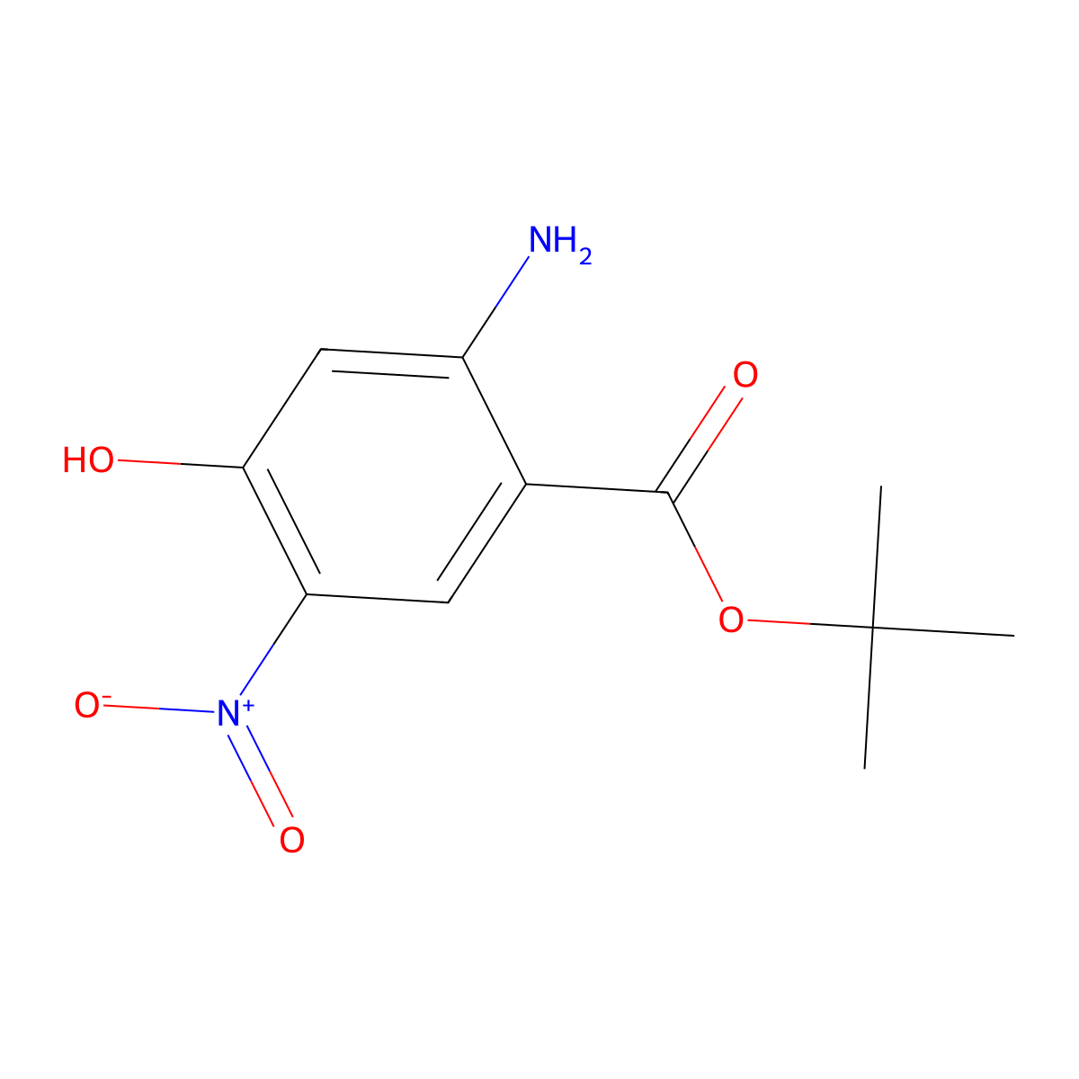 Tert-butyl 2-amino-4-hydroxy-5-nitrobenzoate molecular structure, CAS 2639455-77-7