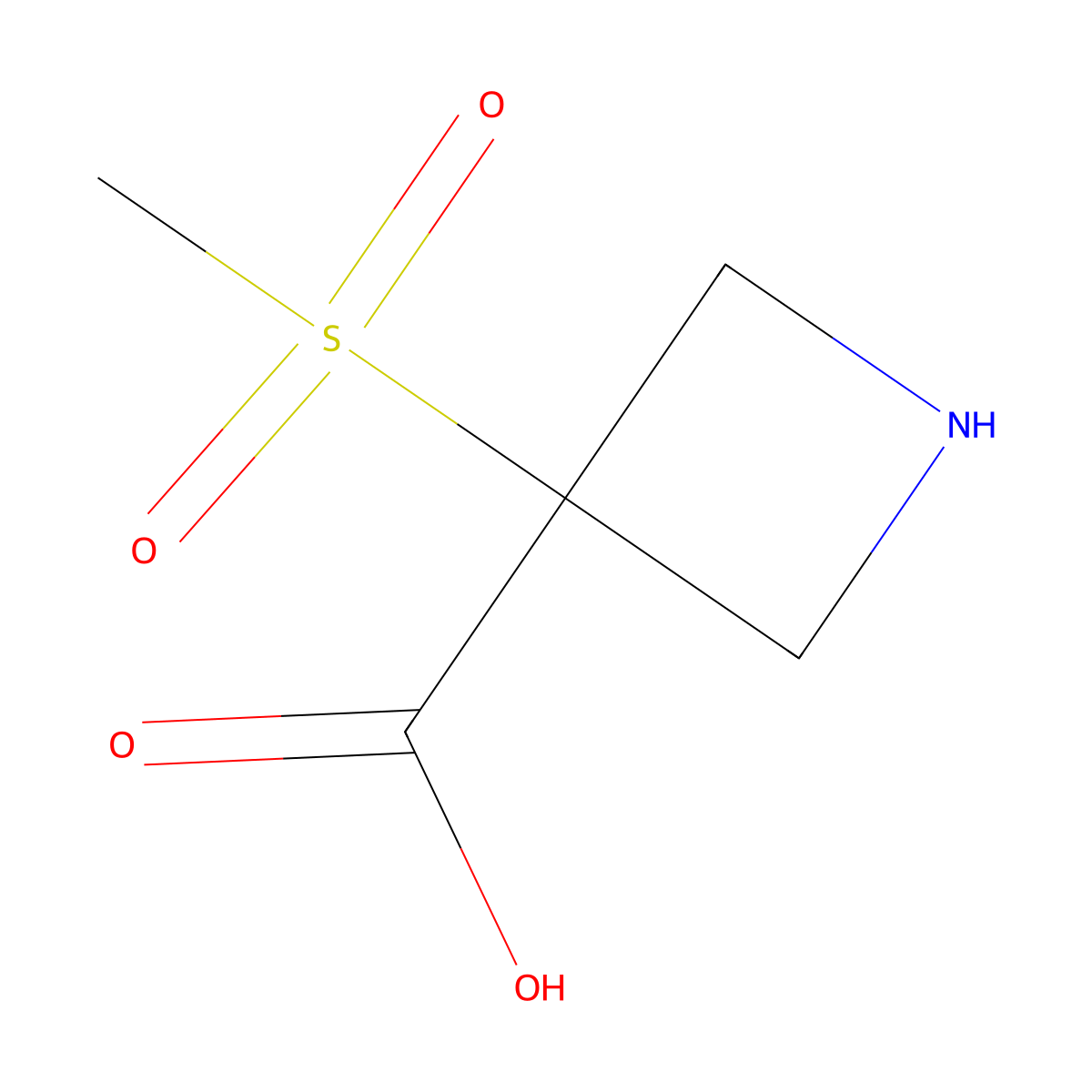3-Methanesulfonylazetidine-3-carboxylic acid molecular structure, CAS 2639455-81-3