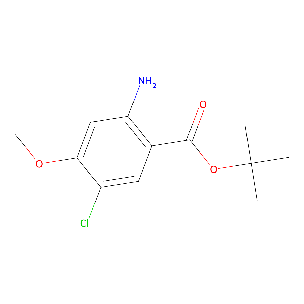 Tert-butyl 2-amino-5-chloro-4-methoxybenzoate molecular structure, CAS 2639455-93-7